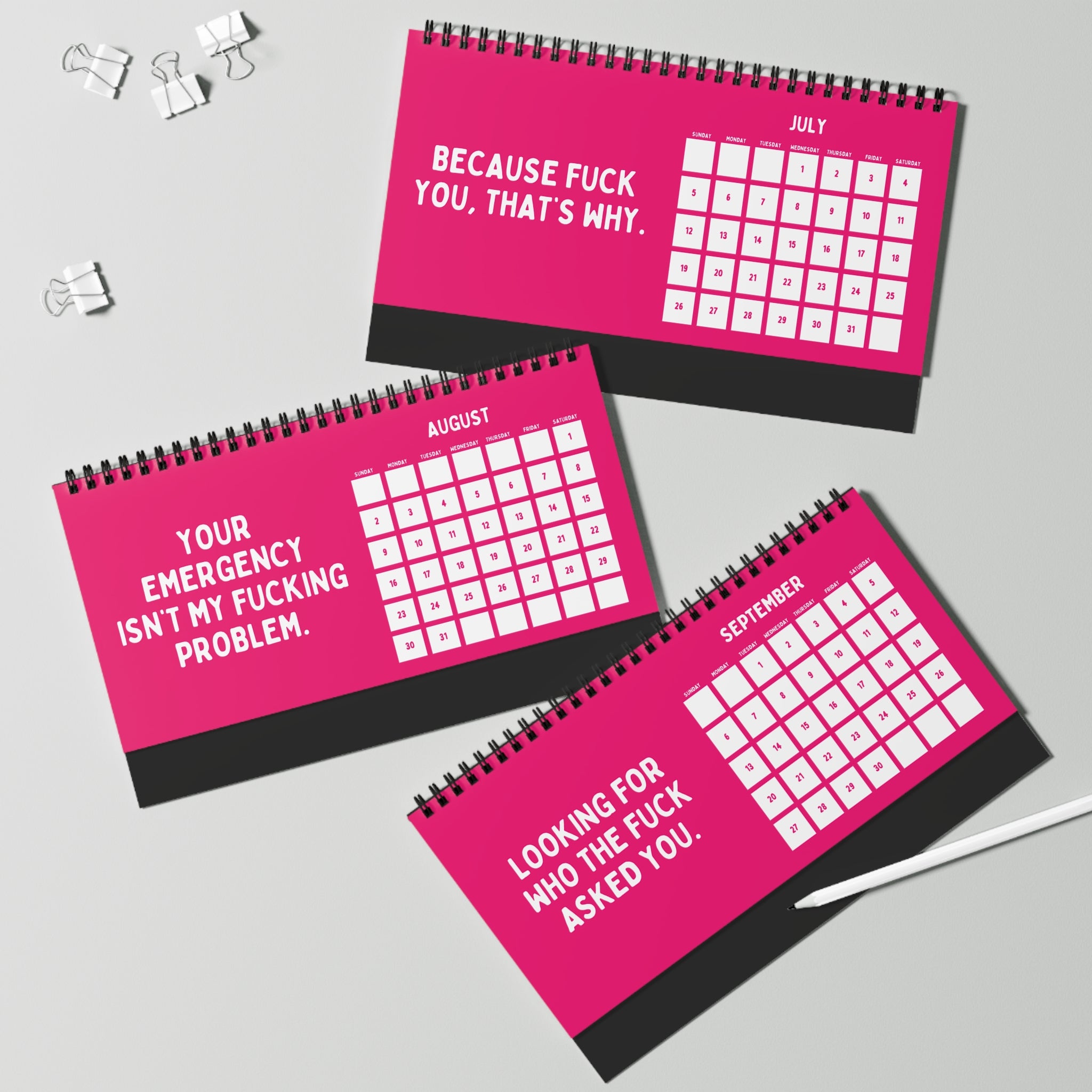 2026 Things I Want To Say At Work Calendar Pink