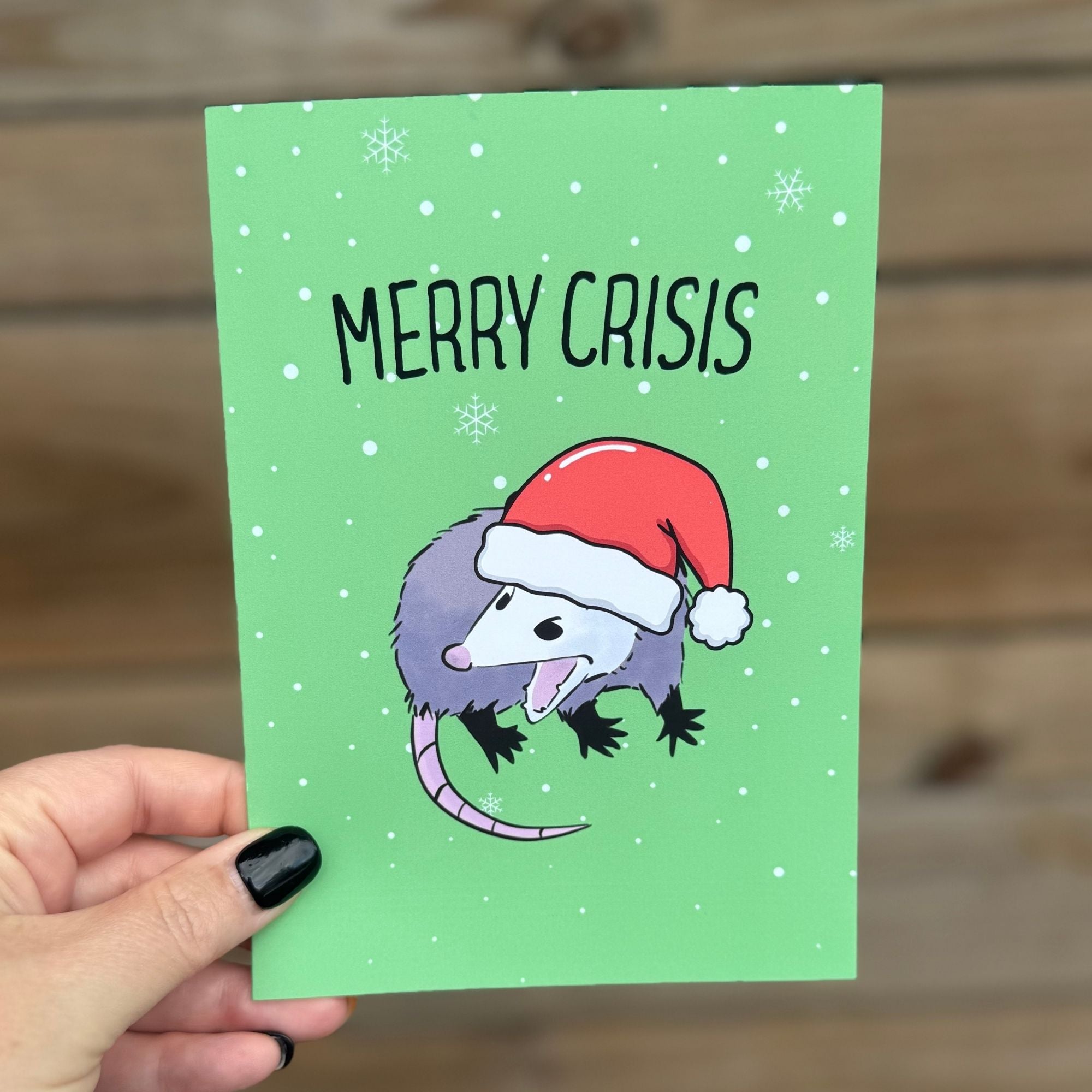 Merry Crisis Opossum Christmas Card
