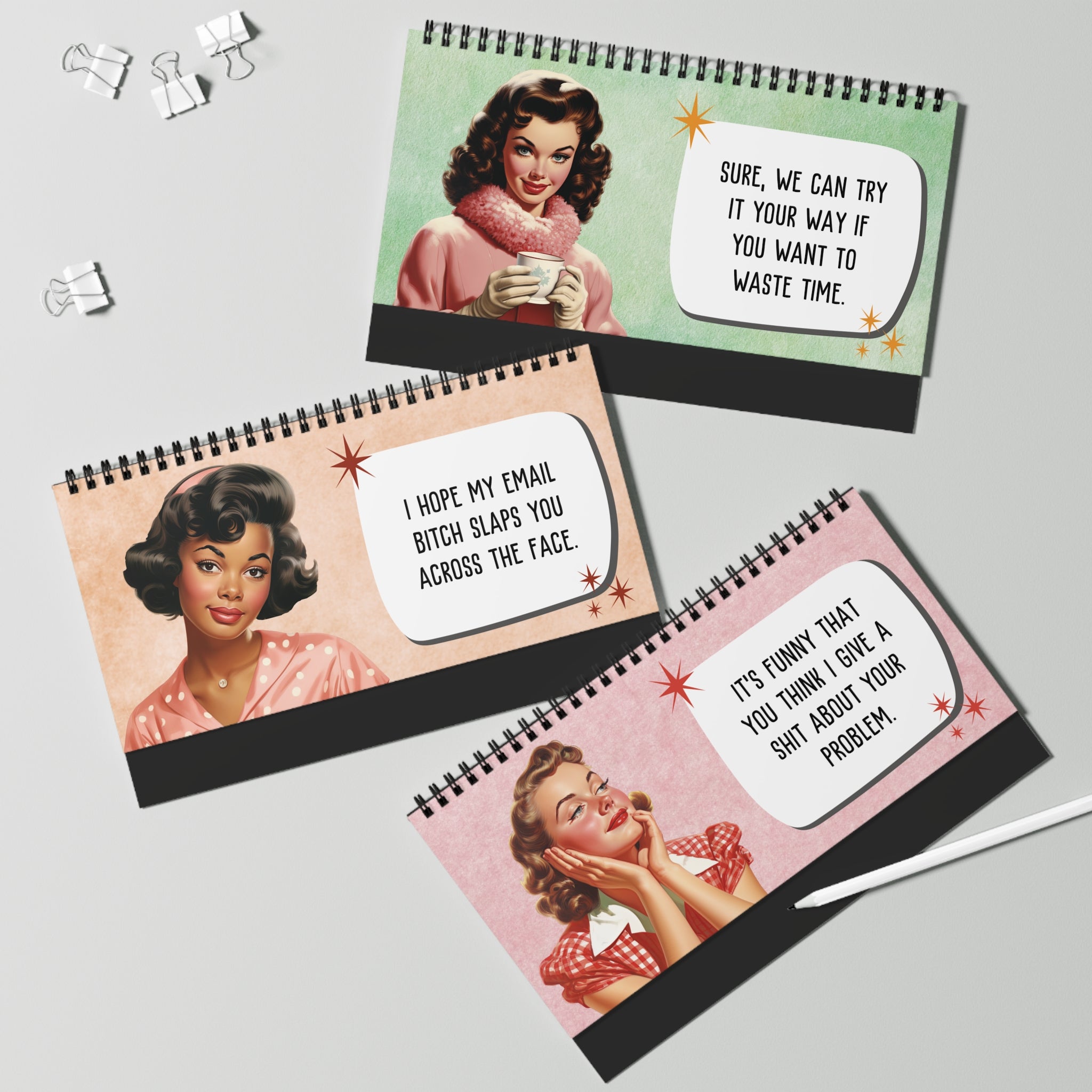 Sassy & Sweary Women at the Office Desk Flip Sign