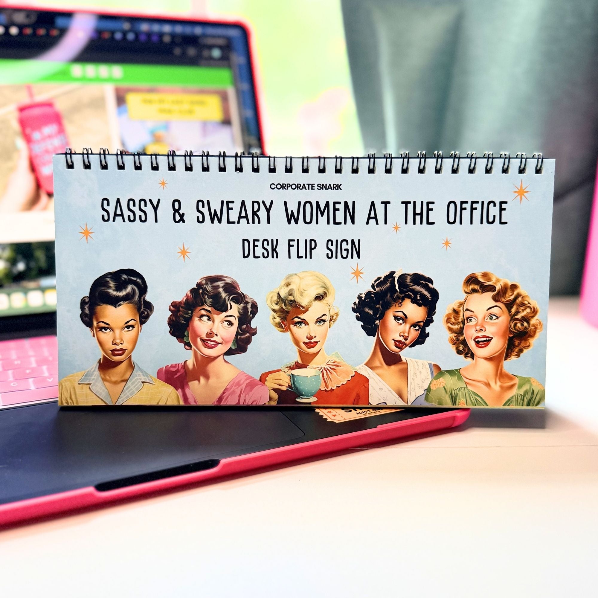 Sassy & Sweary Women at the Office Desk Flip Sign