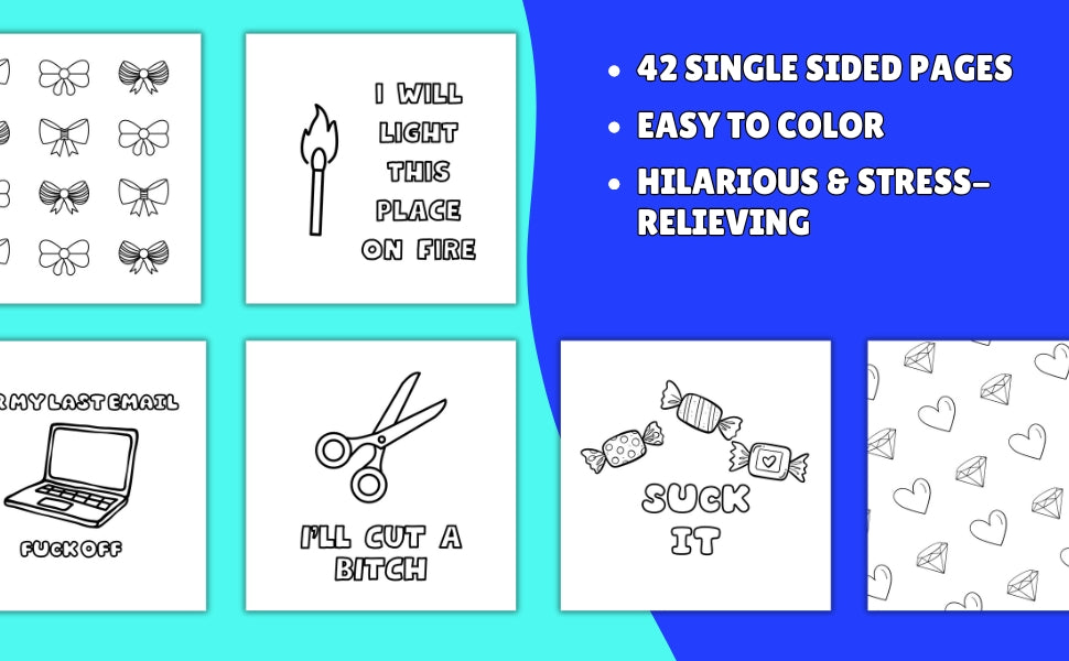 Funny Work Things I Want to Say at Work But I Can't Adult Coloring Book Digital Download