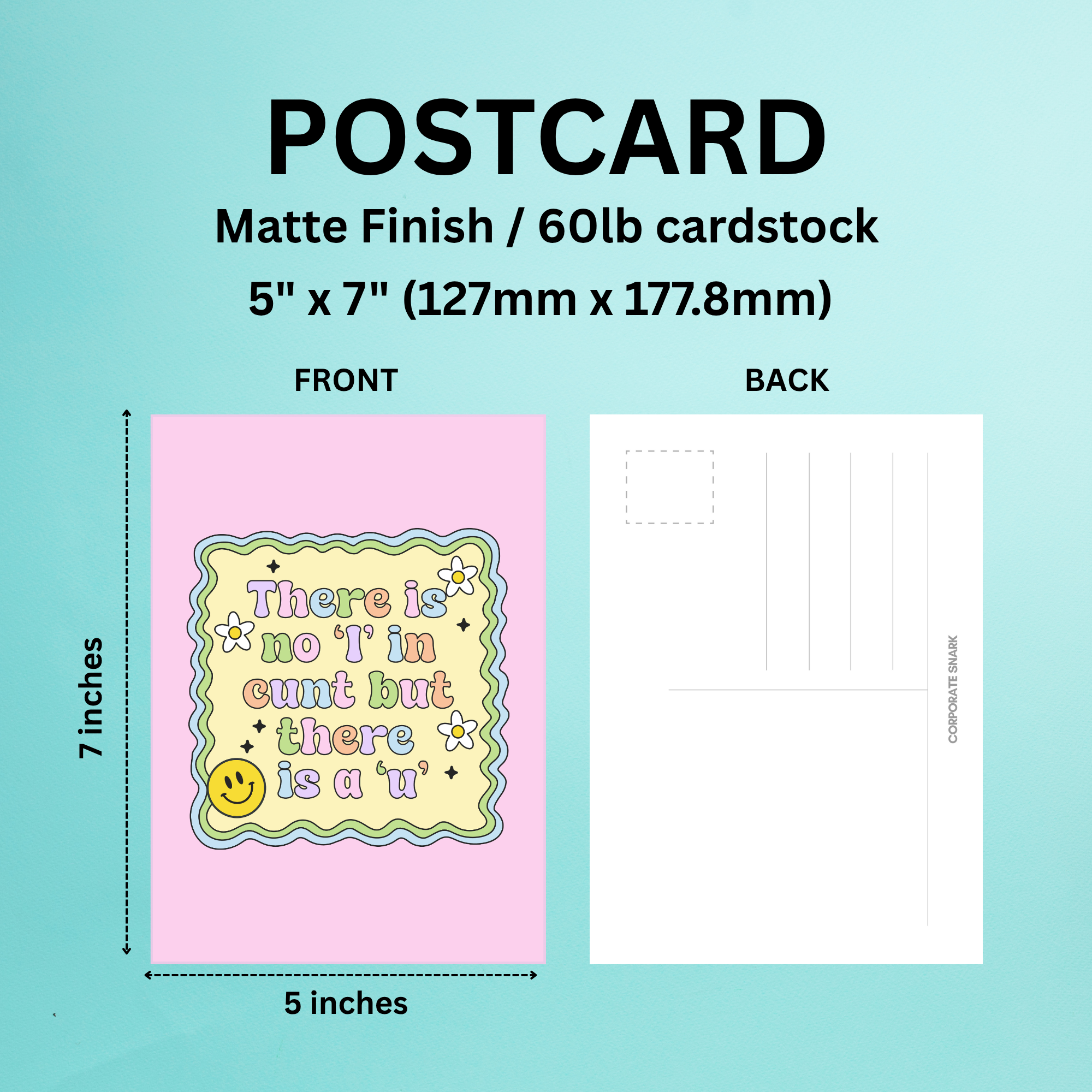 There Is No "I" In Cunt Postcard