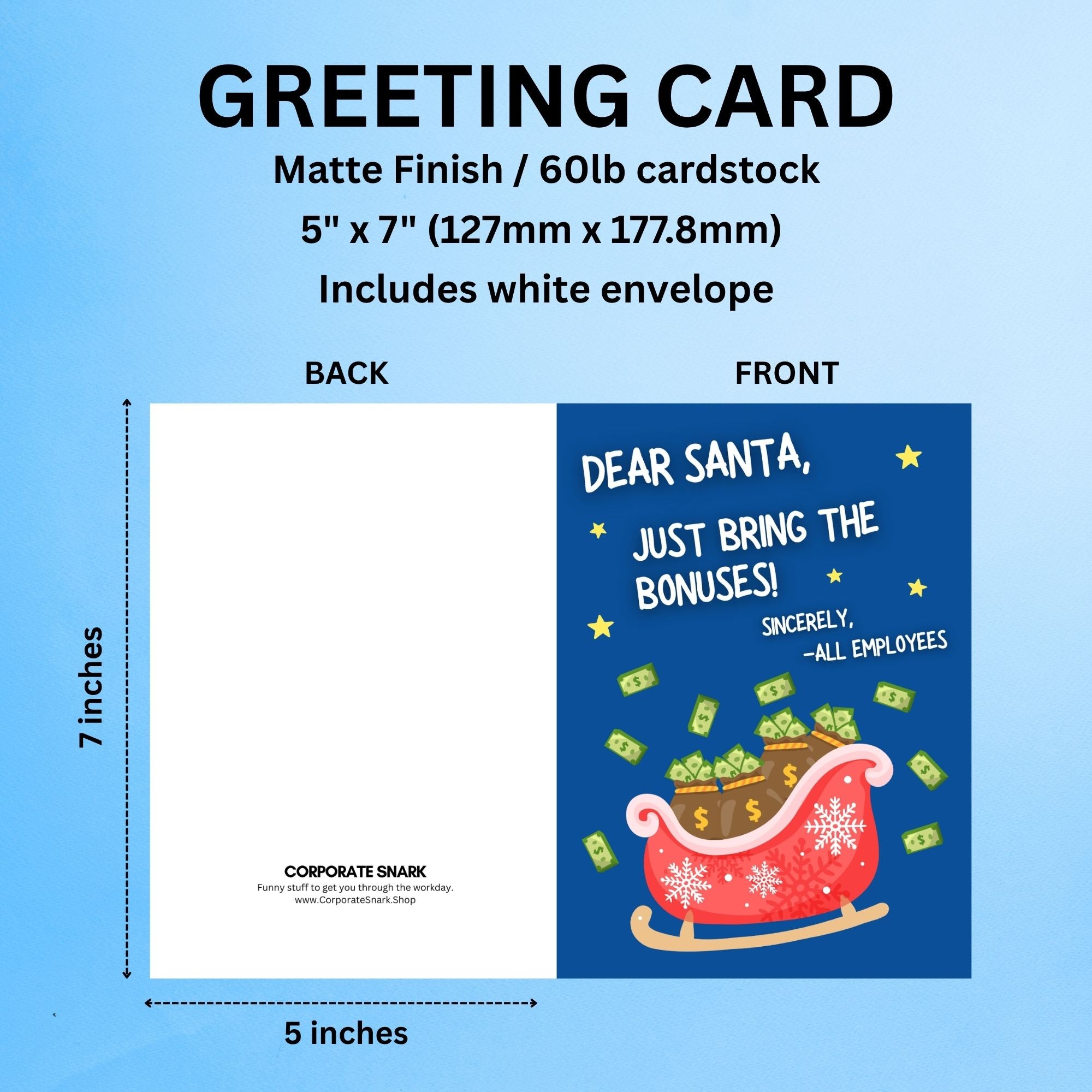 Dear Santa, Just Bring the Bonuses Christmas Card