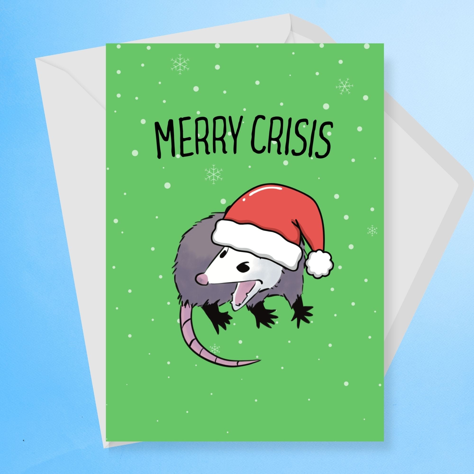 Merry Crisis Opossum Christmas Card