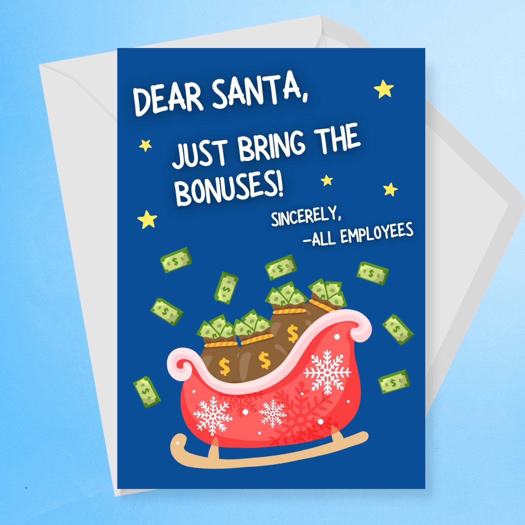 Dear Santa, Just Bring the Bonuses Christmas Card
