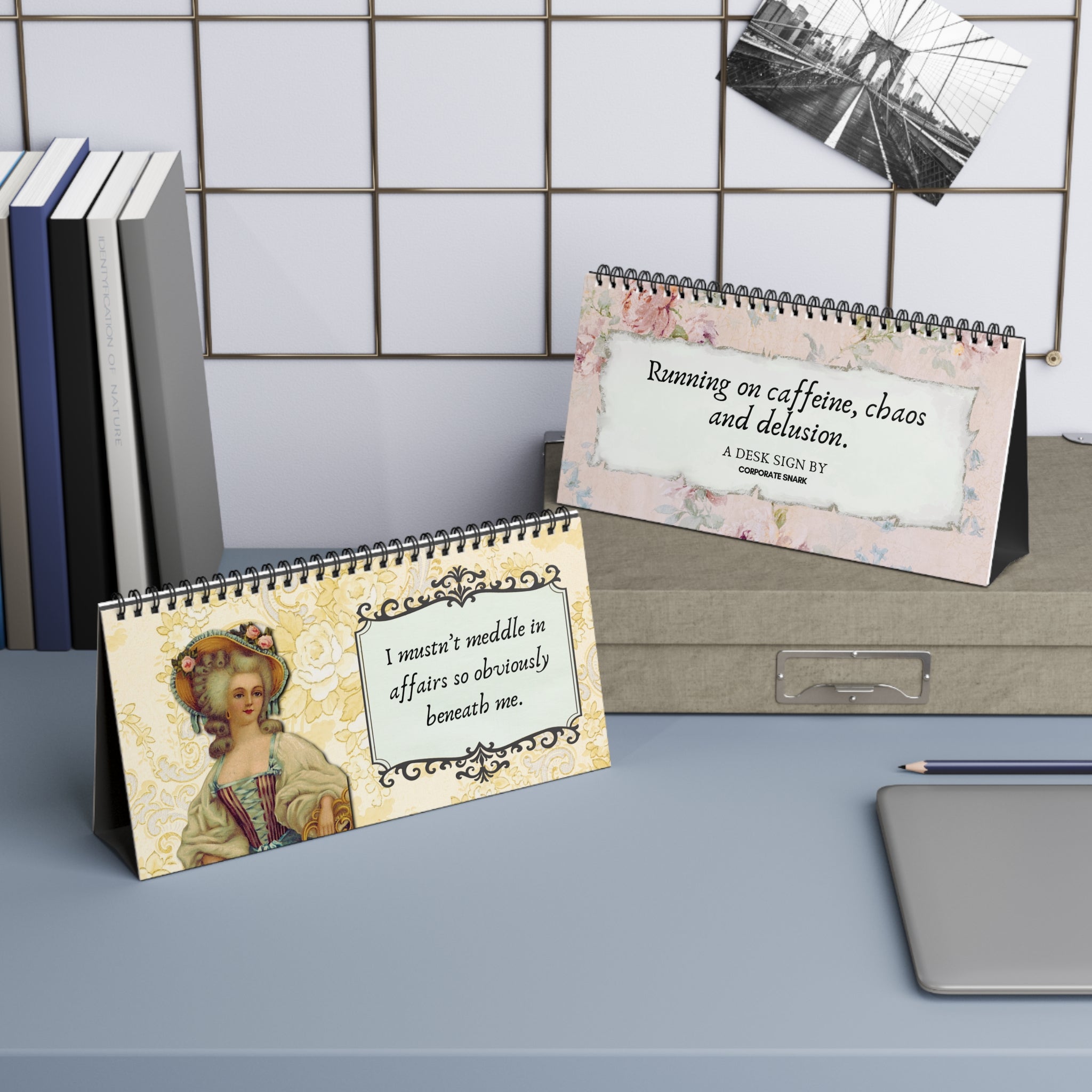 Running On Caffeine, Chaos, And Delusion Desk Flip Sign