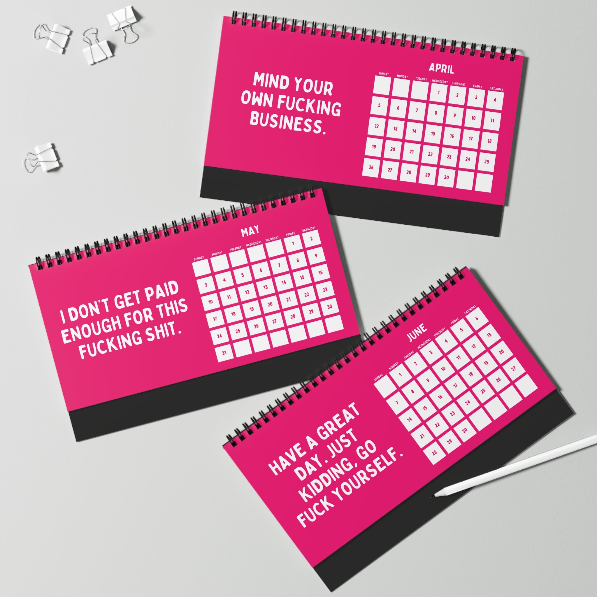 2026 Things I Want To Say At Work Calendar Pink
