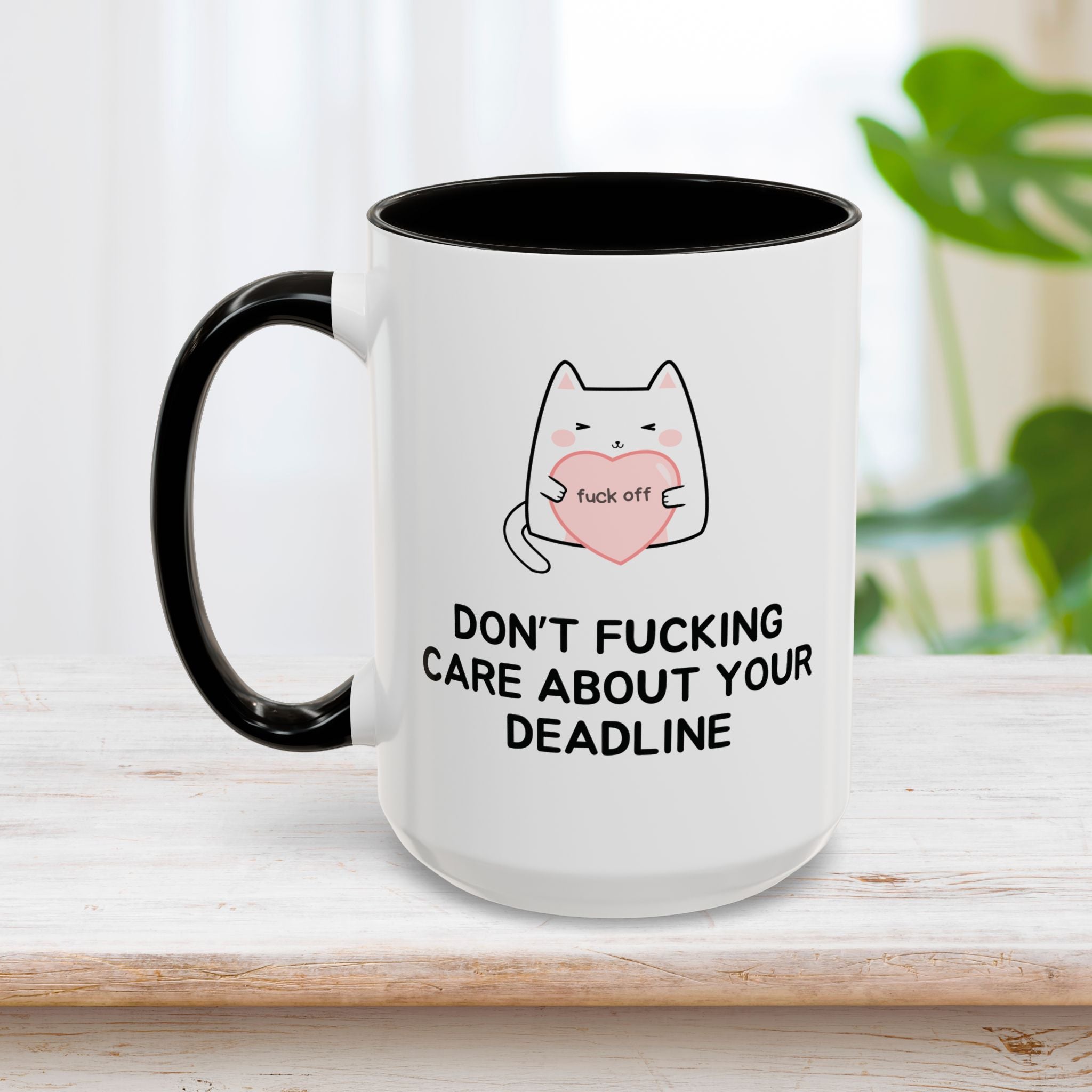 “Purr-spective Check" Deadline Mug 15oz
