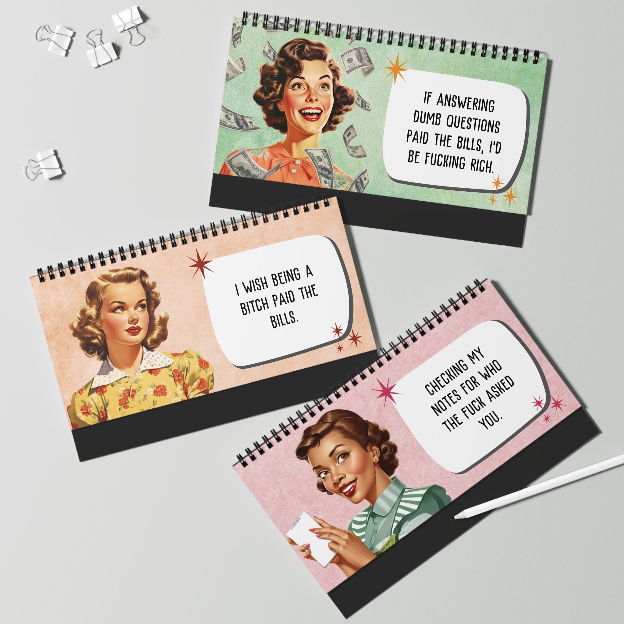 Sassy & Sweary Women at the Office Desk Flip Sign