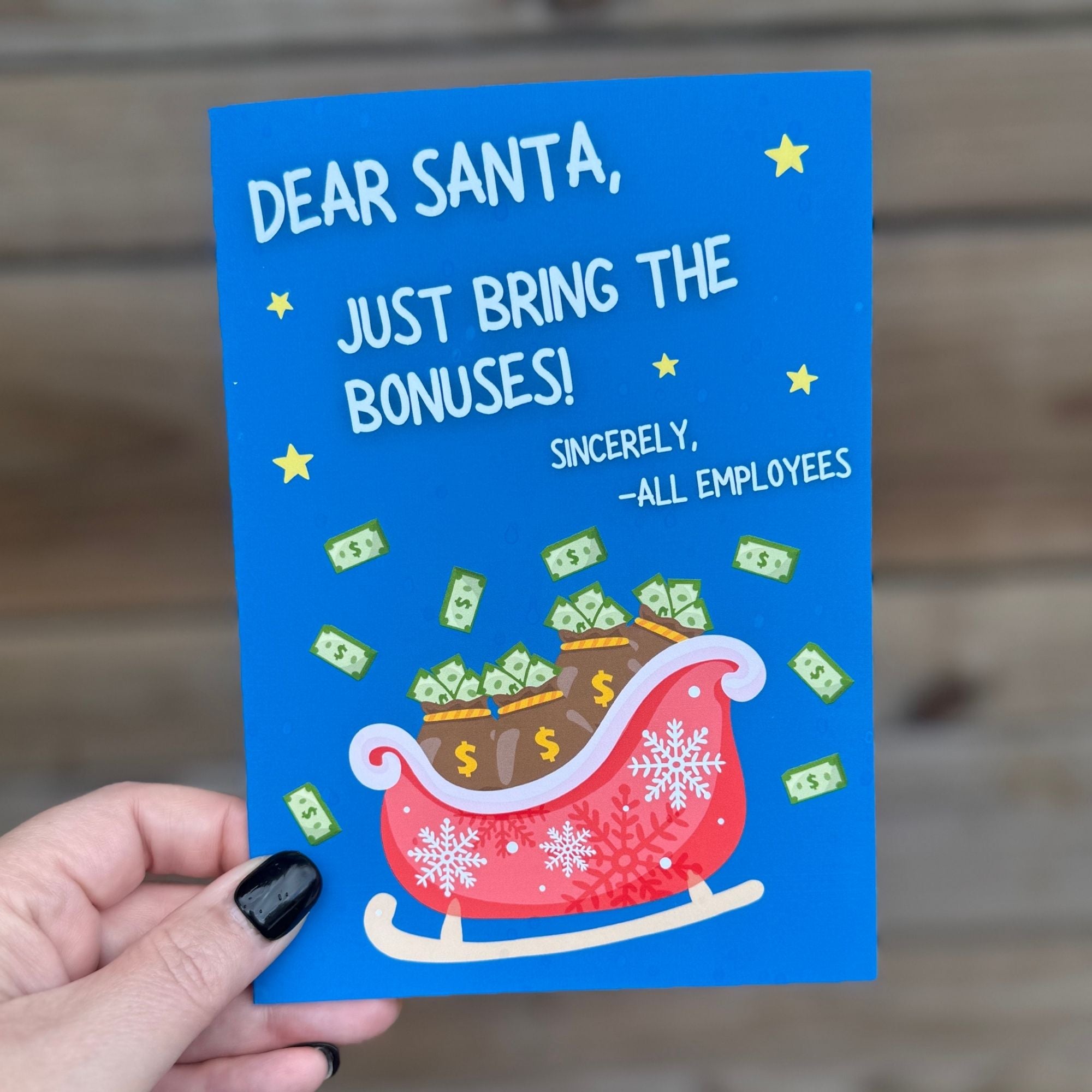 Dear Santa, Just Bring the Bonuses Christmas Card