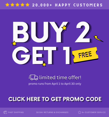 Promotional banner with 'Buy 2 Get 1 Free' offer on a purple background