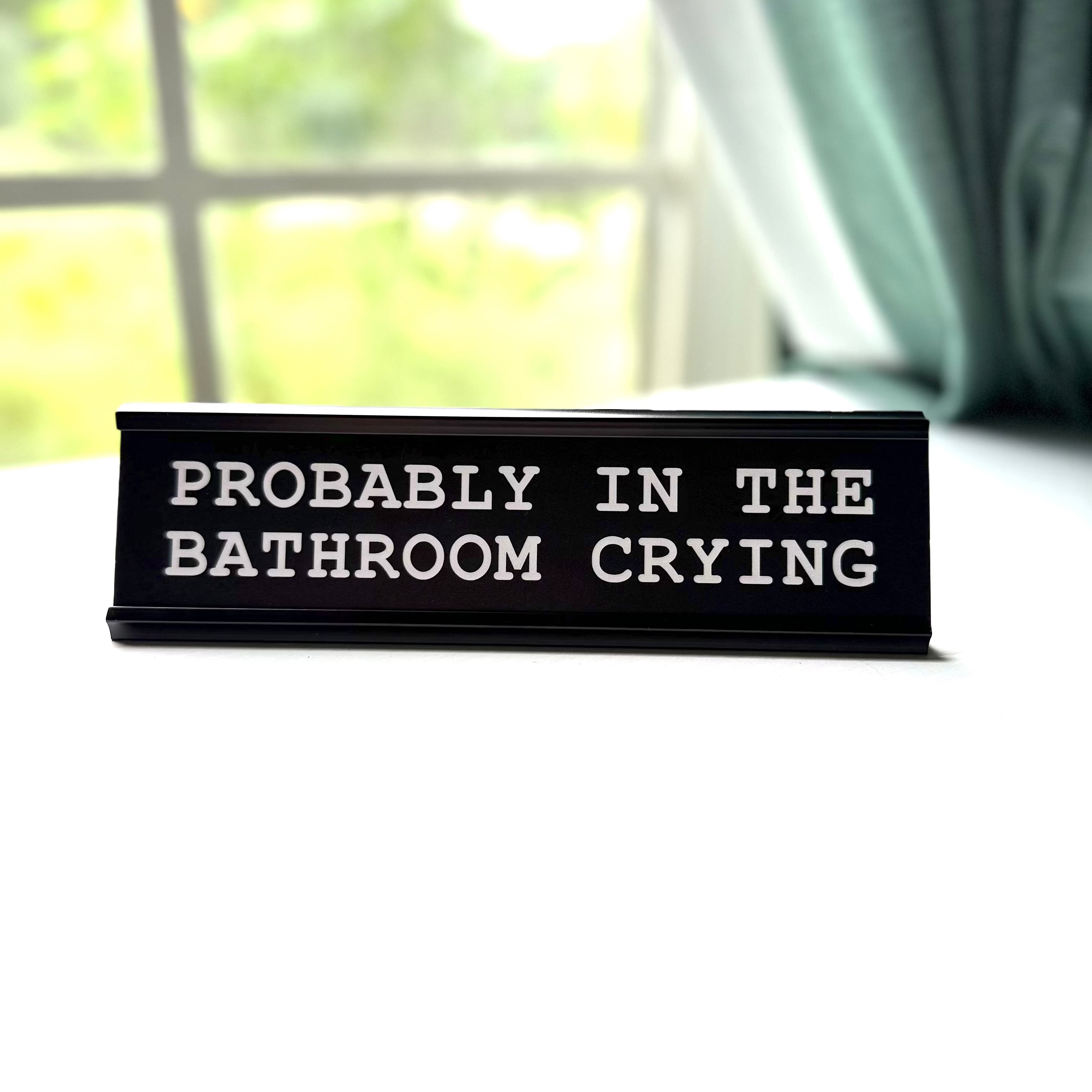 Probably In The Bathroom Crying Nameplate
