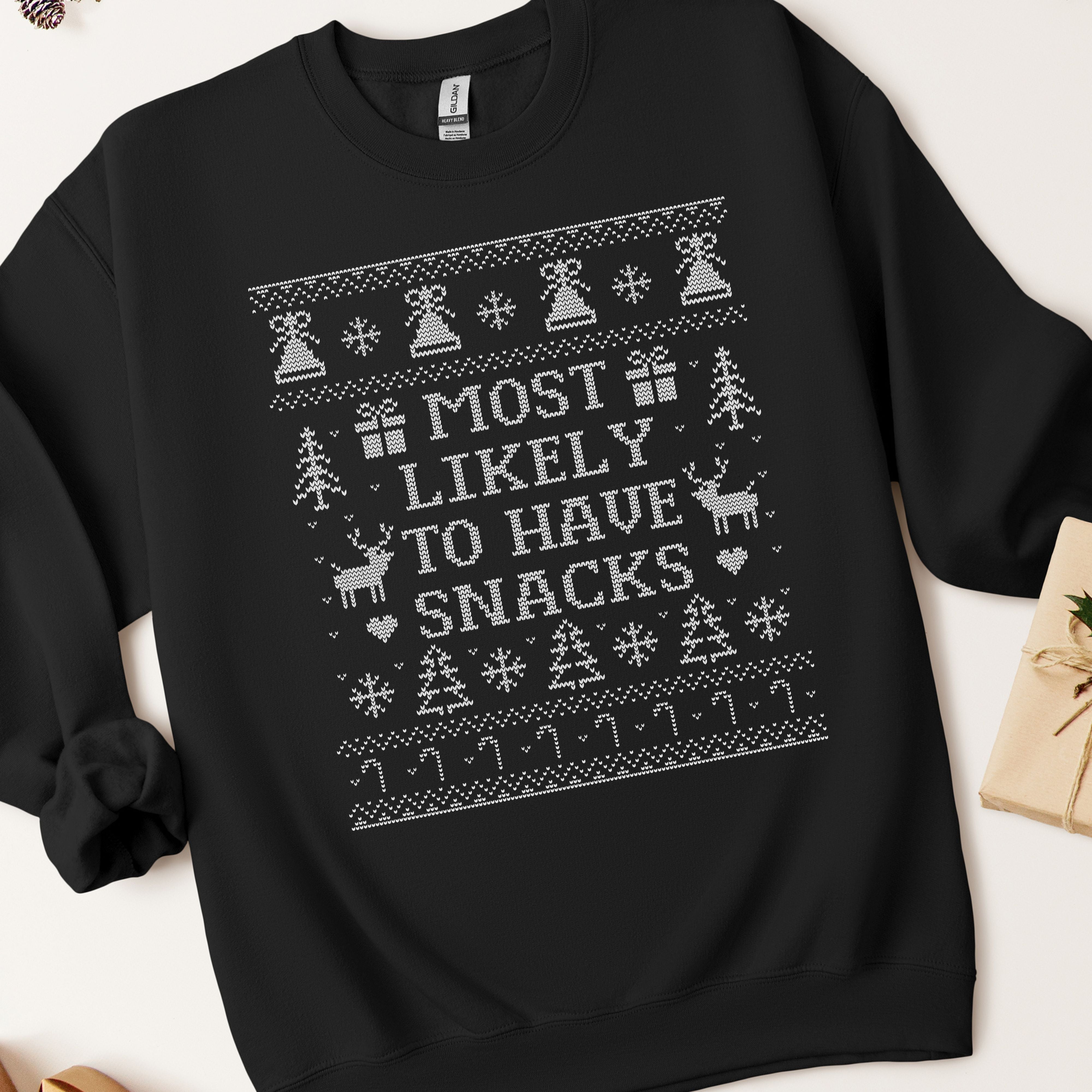 Most Likely To Have Snacks Ugly Christmas Sweatshirt