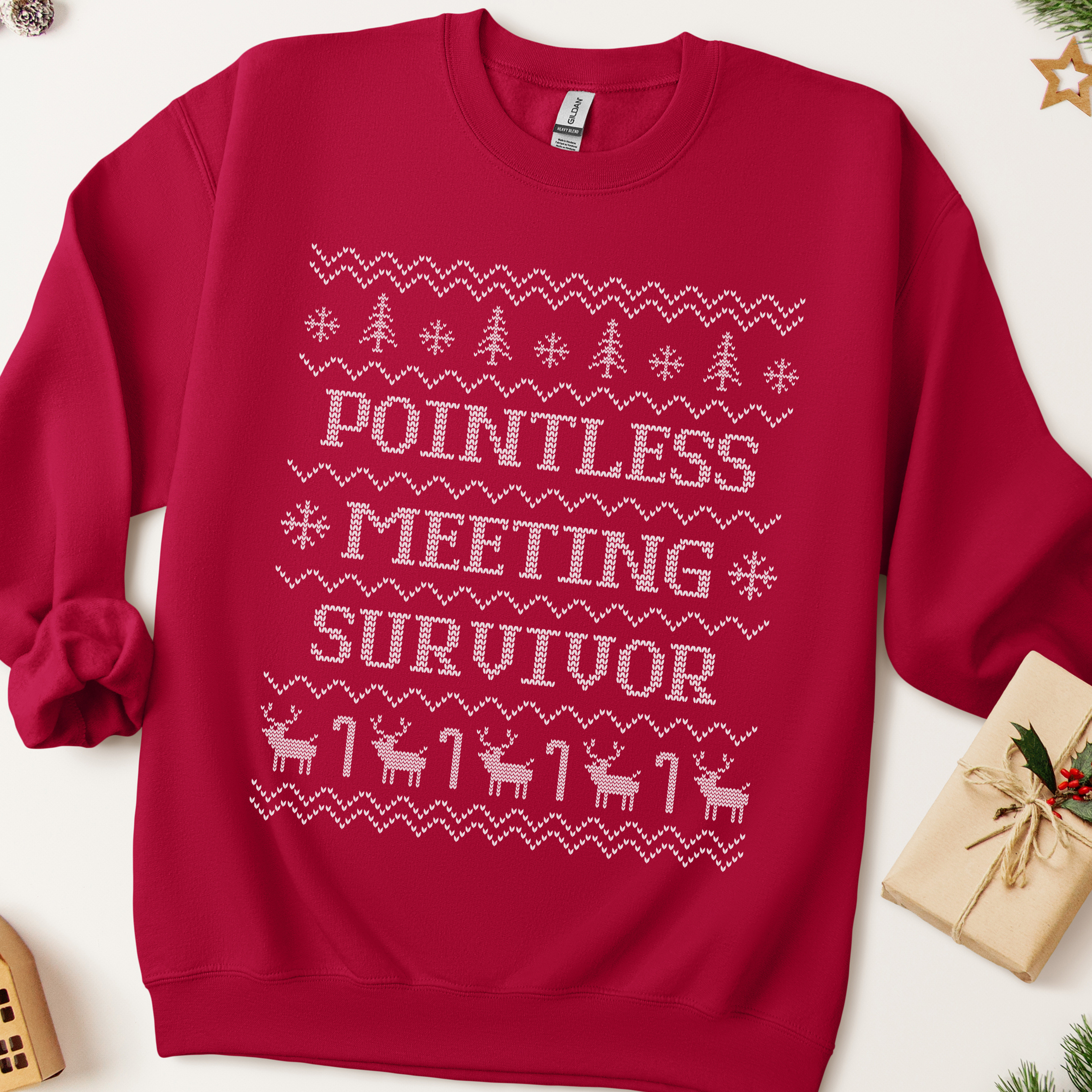 Pointless Meeting Survivor Ugly Christmas Sweatshirt