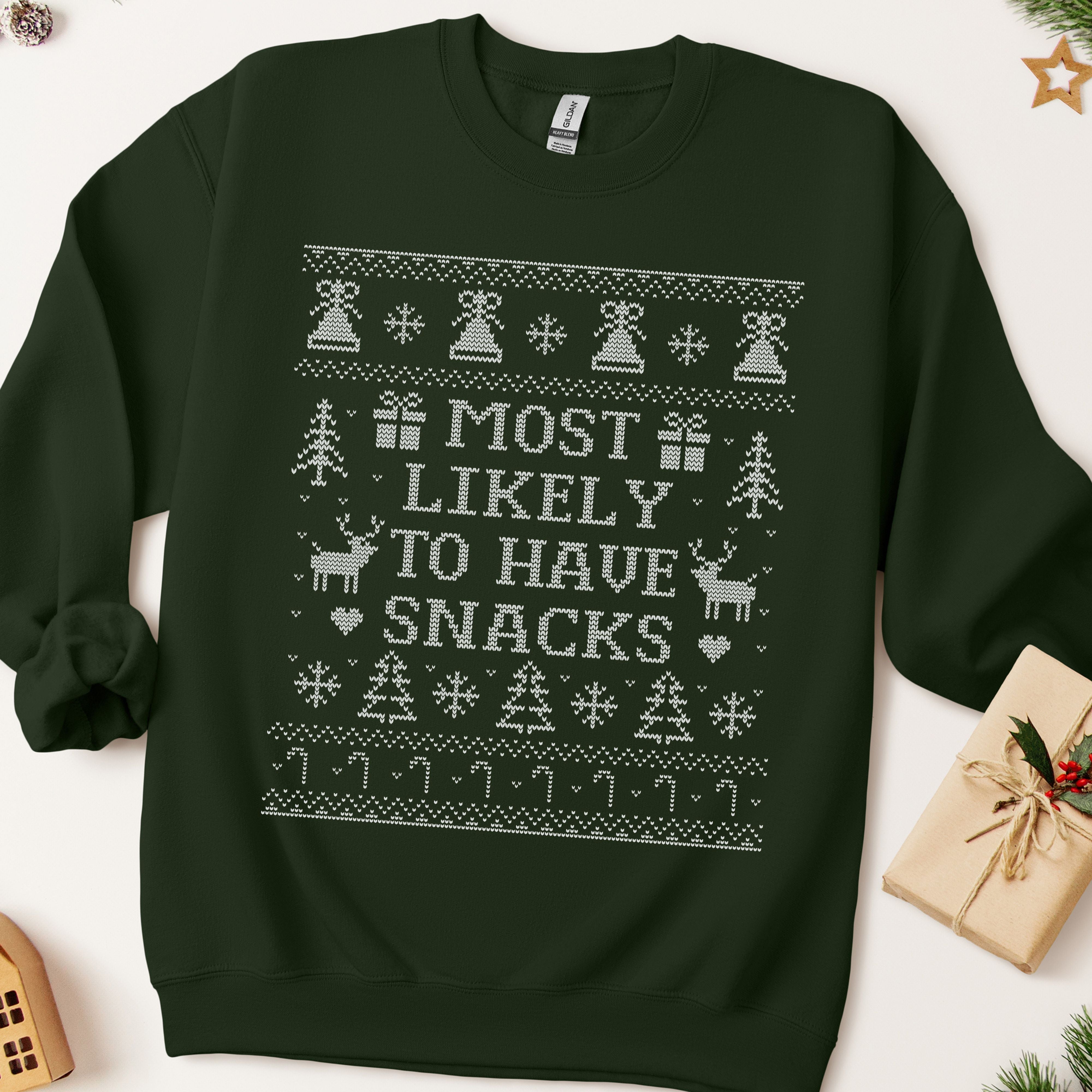 Most Likely To Have Snacks Ugly Christmas Sweatshirt