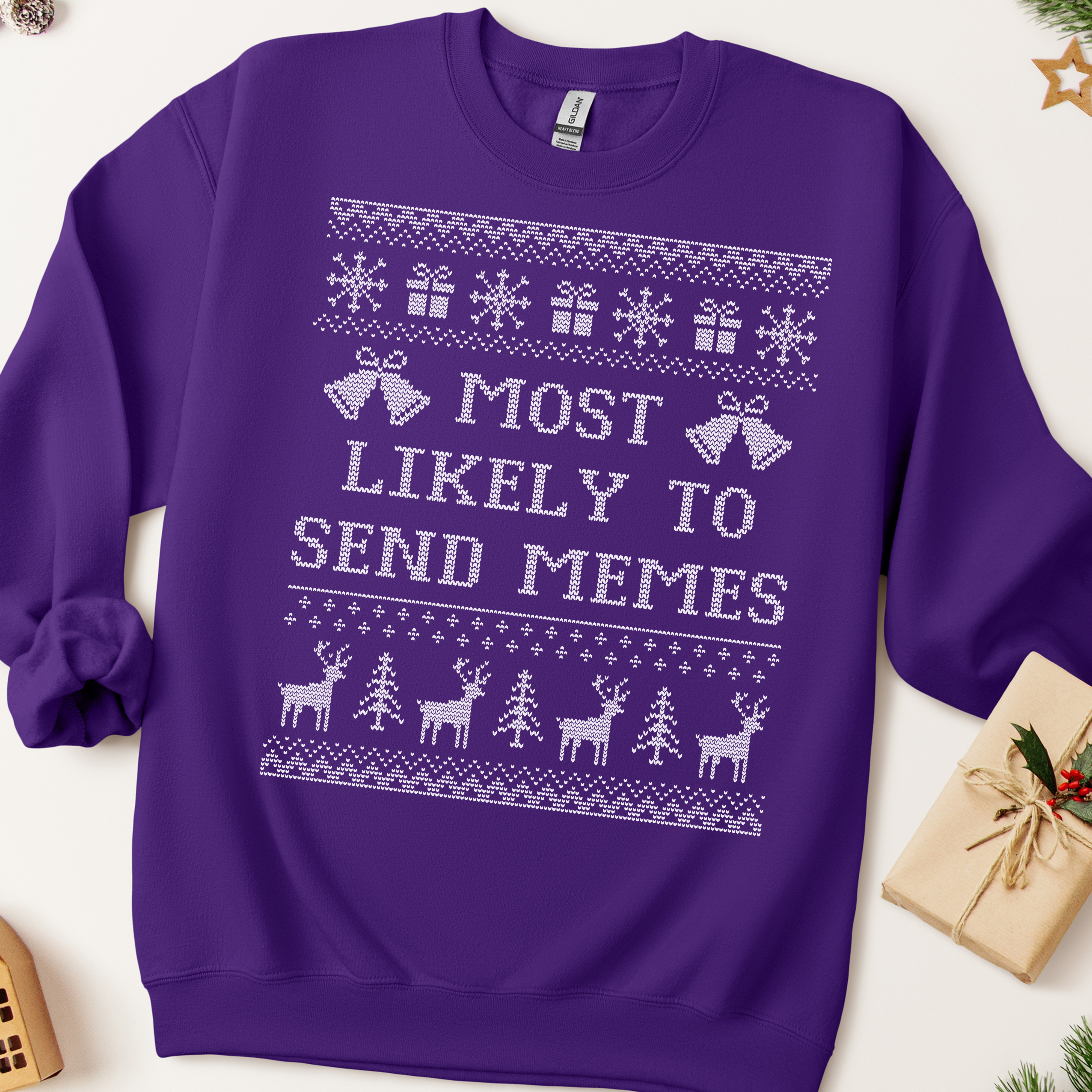 Most Likely To Send Memes Ugly Christmas Sweatshirt