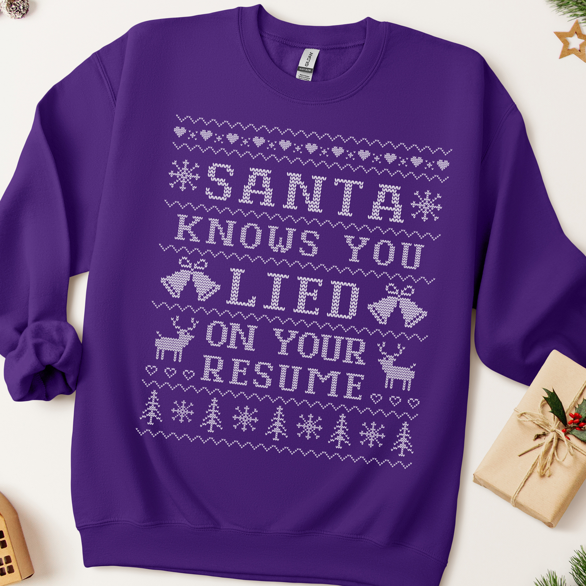 Santa Knows You Lied On Your Resume Ugly Christmas Sweatshirt