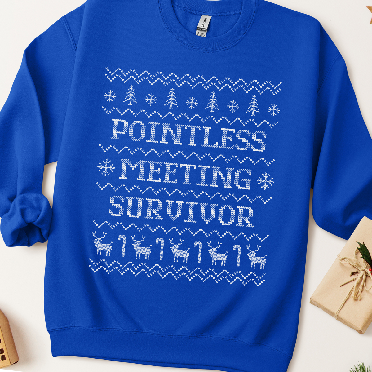 Pointless Meeting Survivor Ugly Christmas Sweatshirt