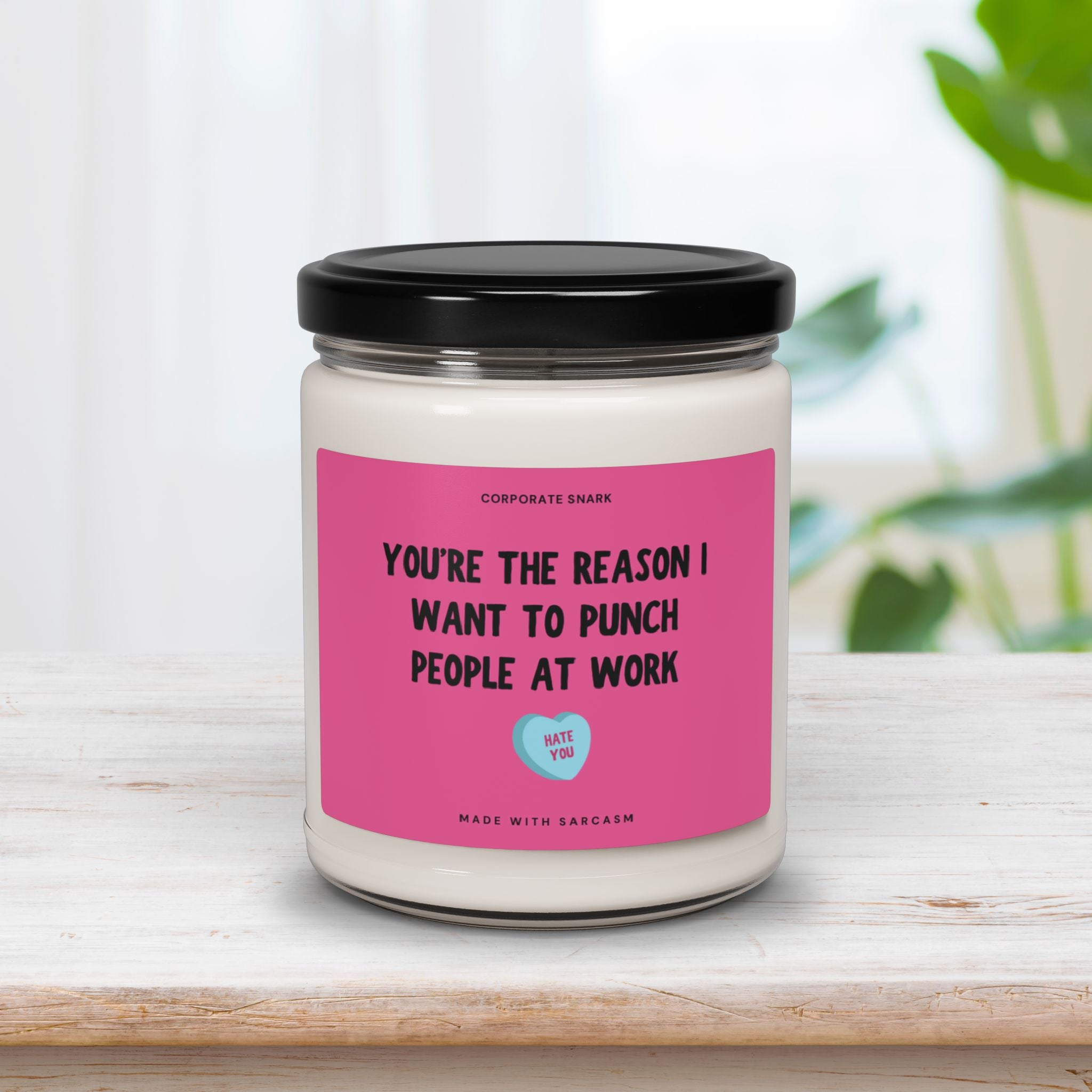 You're the reason I want to punch people at work Valentine's Day Candle for Coworkers