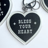 Bless Your Heart Glitter KeyChain