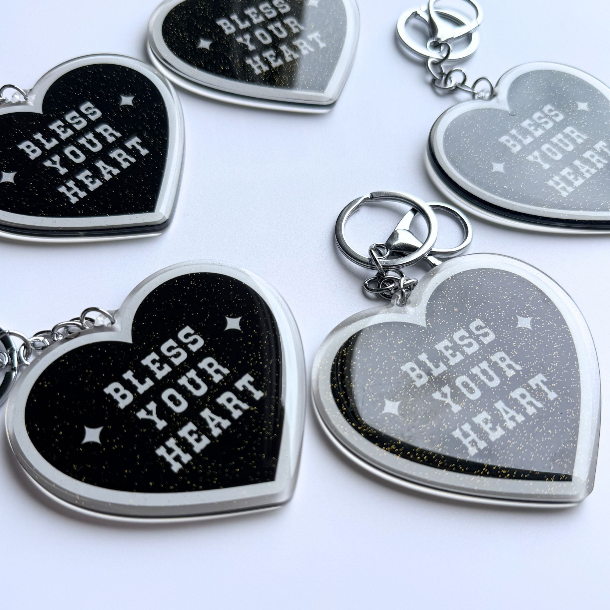 Bless Your Heart Glitter KeyChain