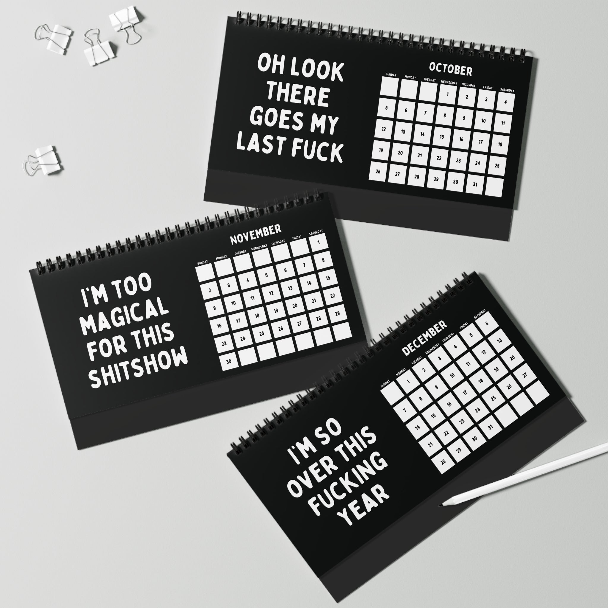 2025 Same Shit Different Year Sarcastic Desk Calendar Black