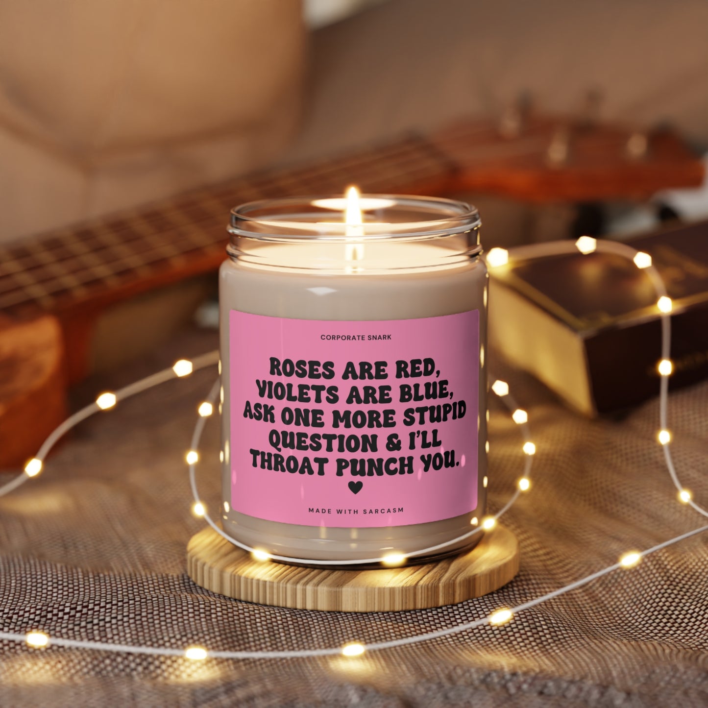 Roses are Red, Violets are Blue Valentine Candle for Coworkers