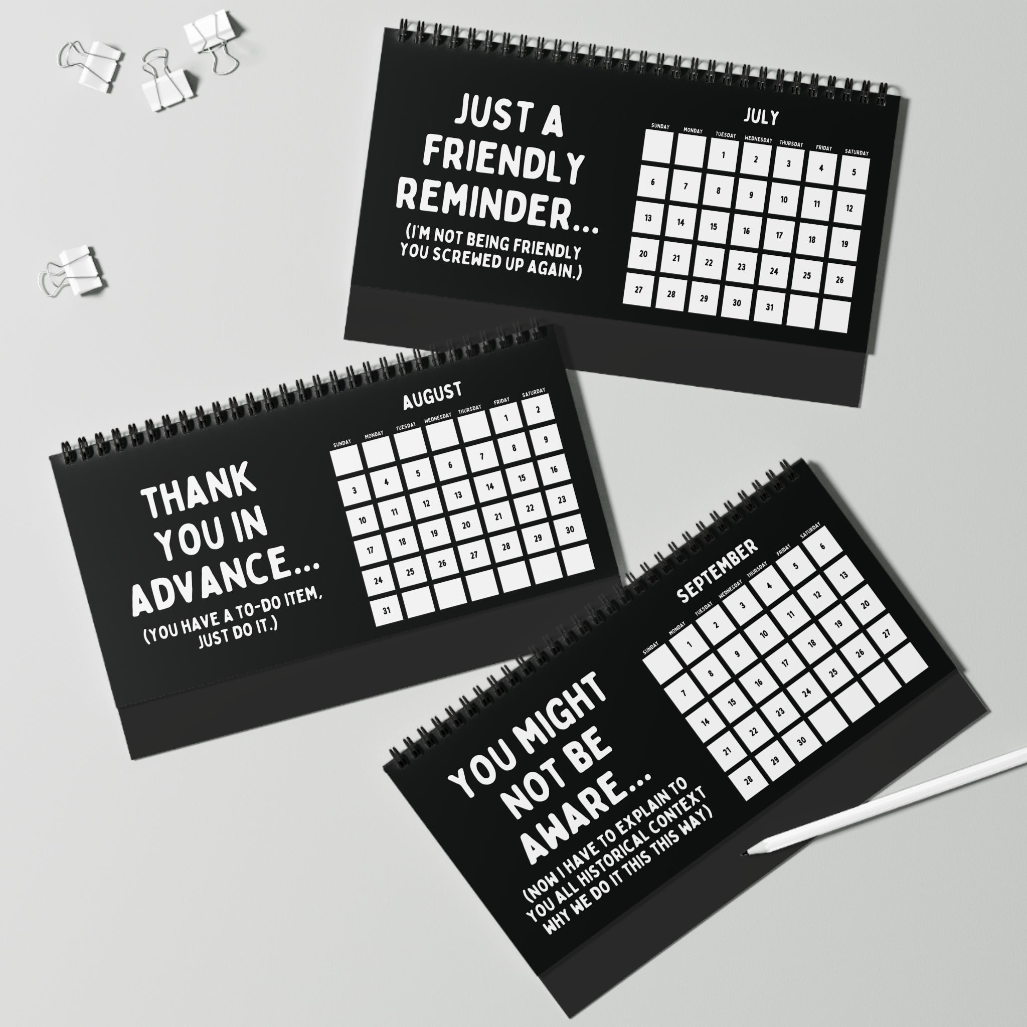 2025 Per My Last Email Sarcastic Desk Calendar Black