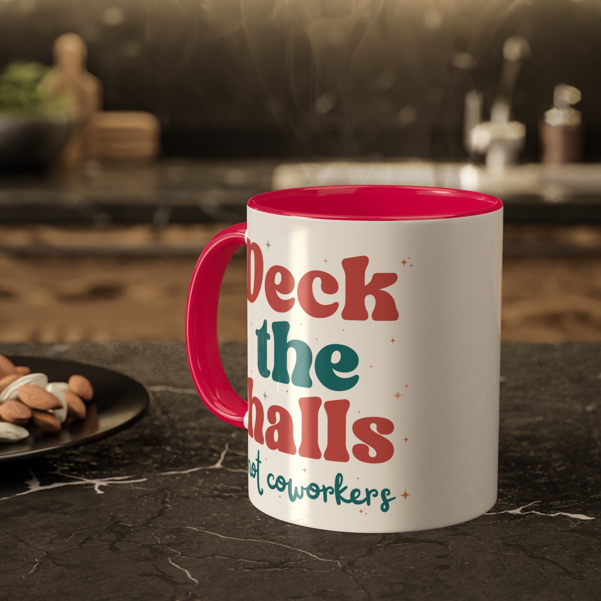 Deck The Halls Not Coworkers Mug Green and Red 11 oz