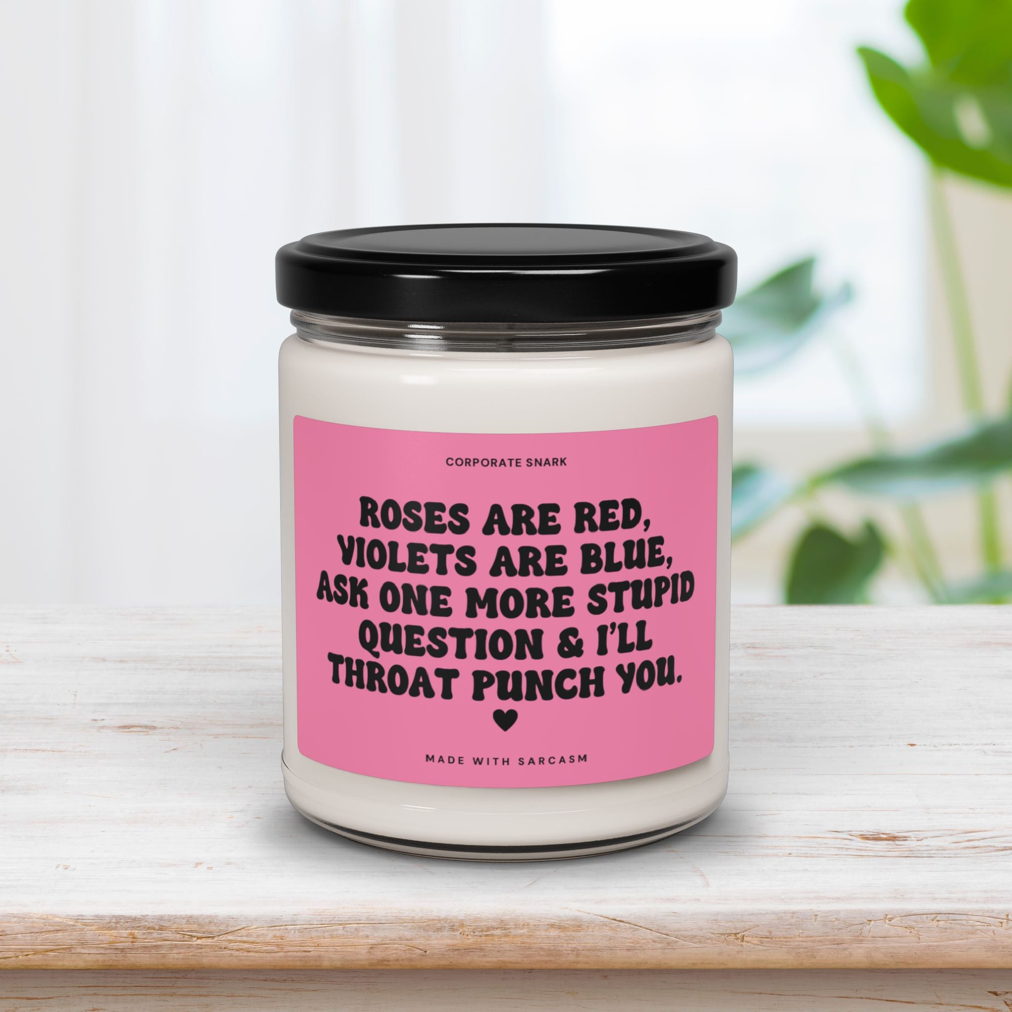 Roses are Red, Violets are Blue Valentine Candle for Coworkers