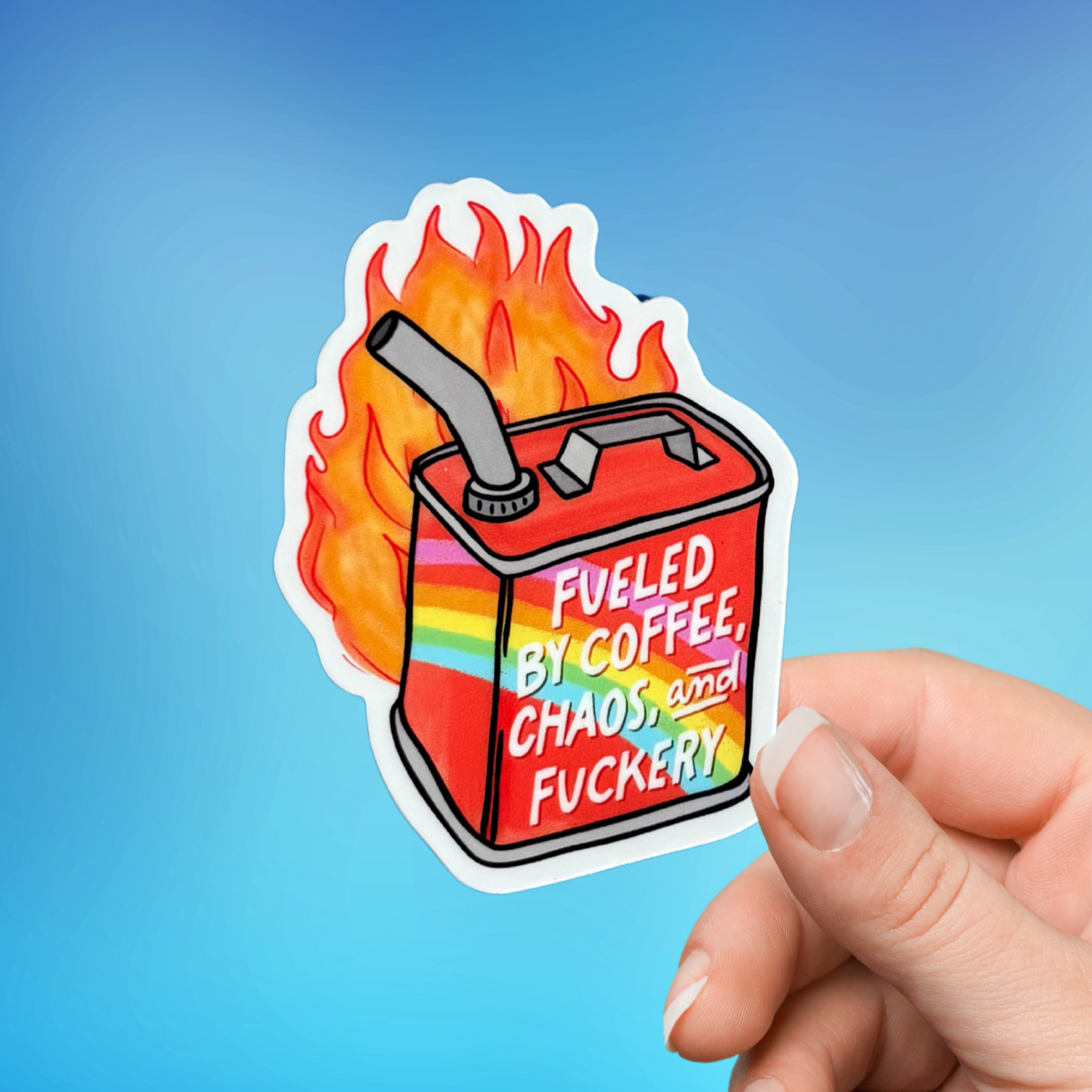 Fueled by Coffee, Chaos, and Fuckery Sticker
