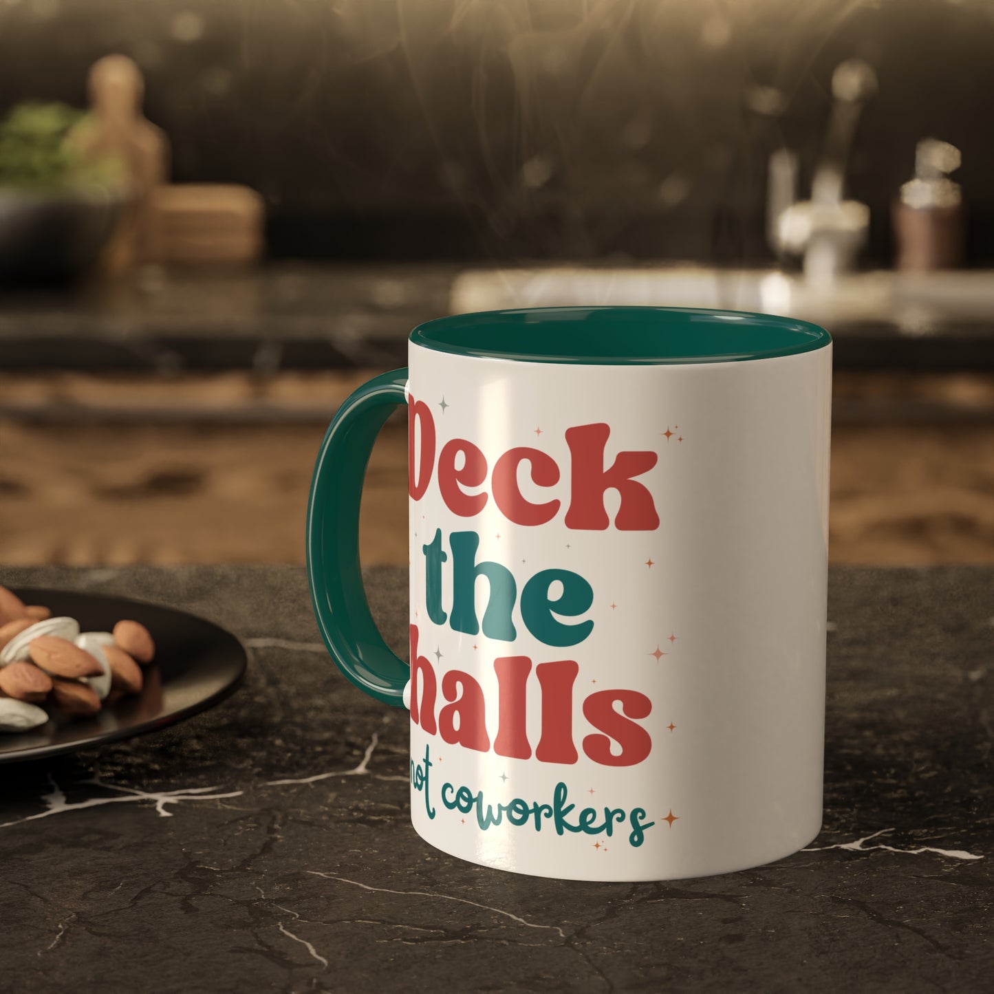 Deck The Halls Not Coworkers Mug Green and Red 11 oz