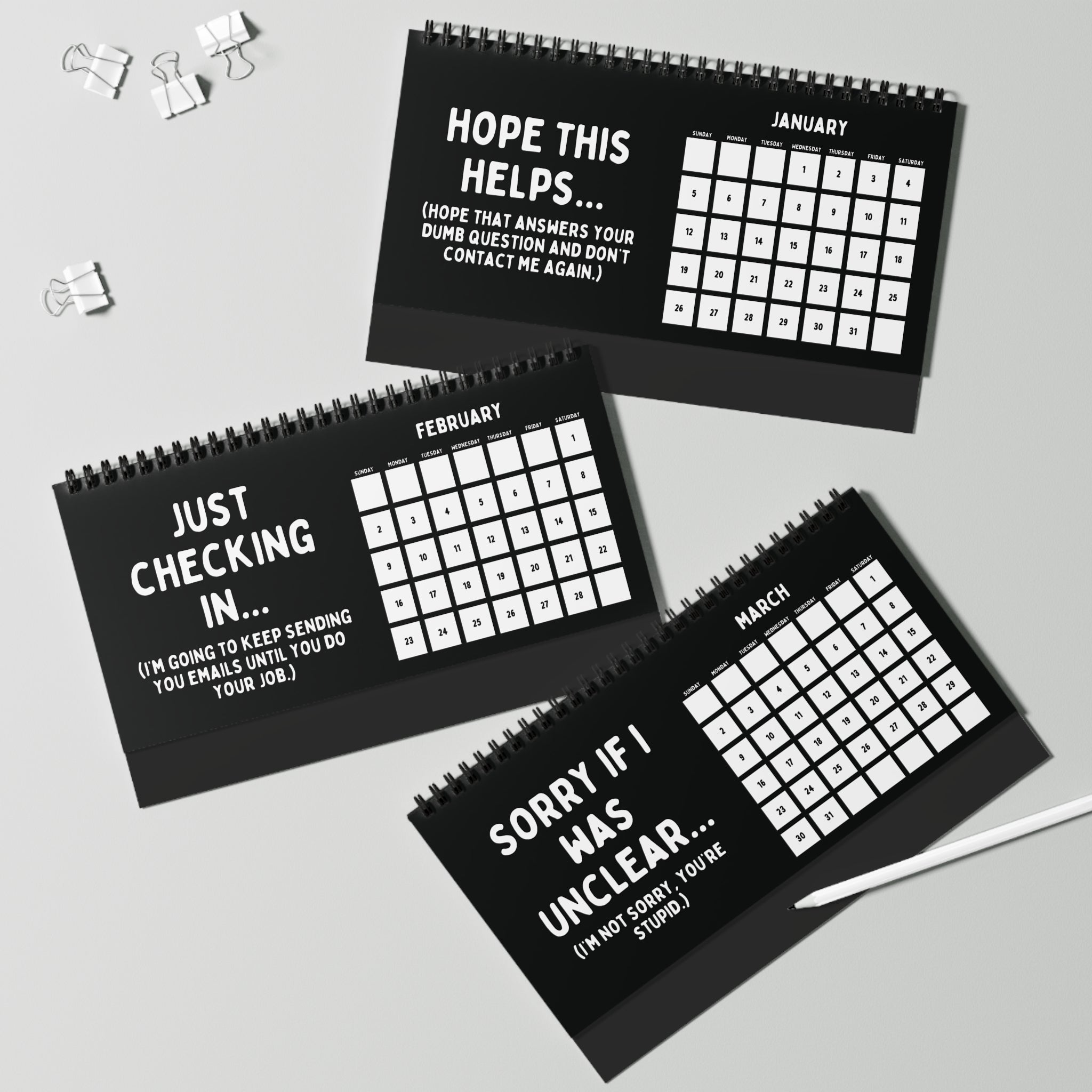 2025 Per My Last Email Sarcastic Desk Calendar Black