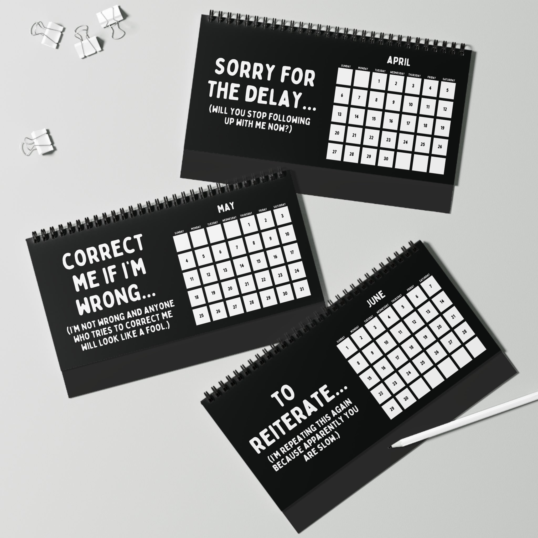 2025 Per My Last Email Sarcastic Desk Calendar Black