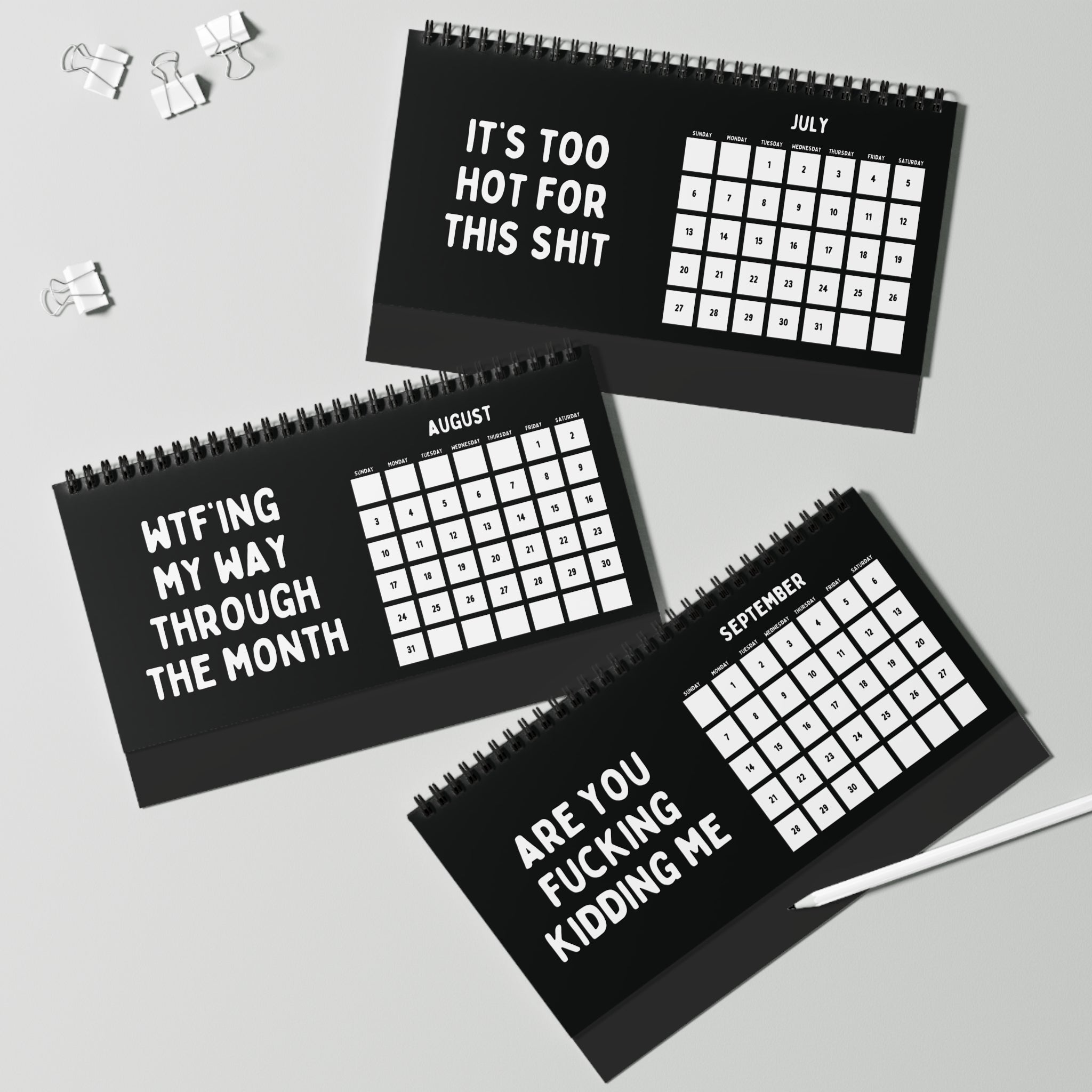 2025 Same Shit Different Year Sarcastic Desk Calendar Black