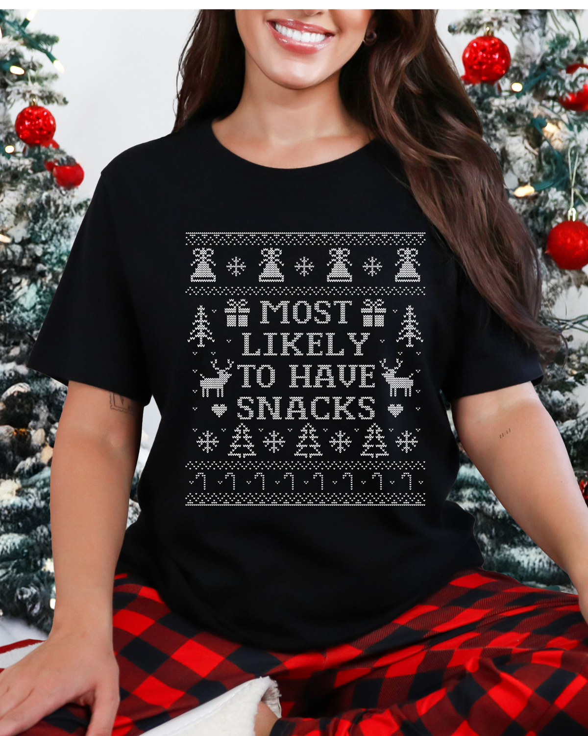 Most Likely To Have Snacks Ugly Christmas T-shirt
