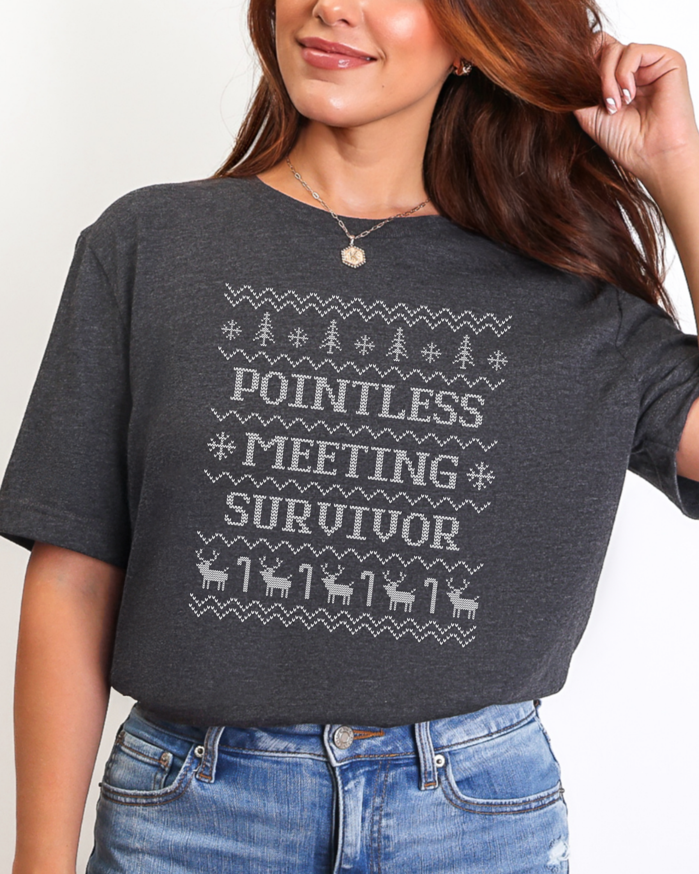 Pointless Meeting Survivor Ugly Christmas T-shirt