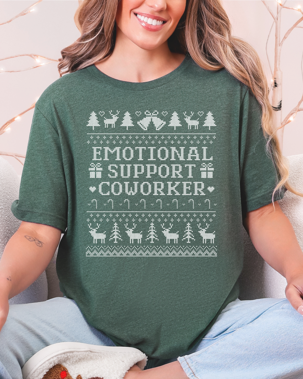 Emotional Support Coworker Ugly Christmas T-shirt