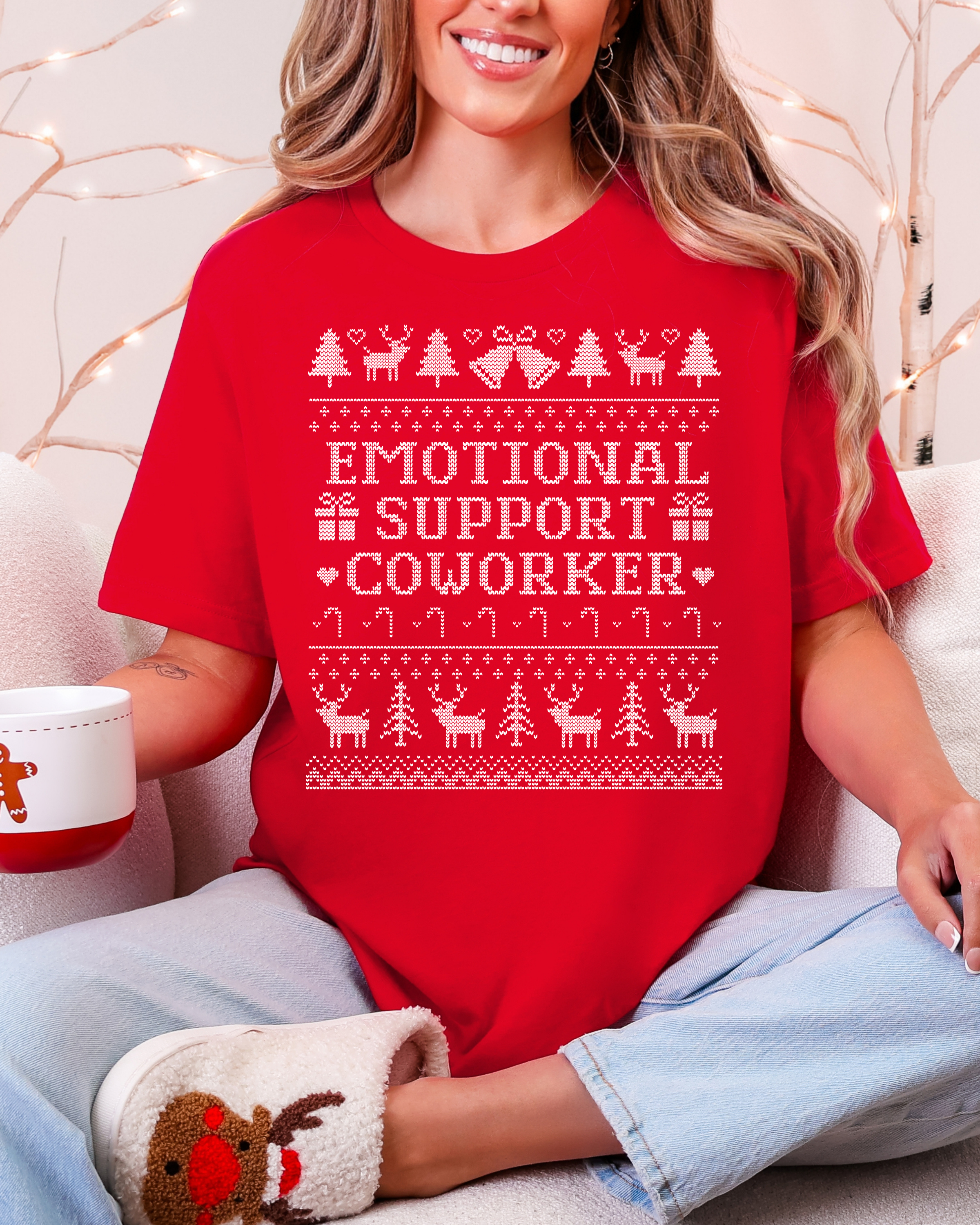 Emotional Support Coworker Ugly Christmas T-shirt