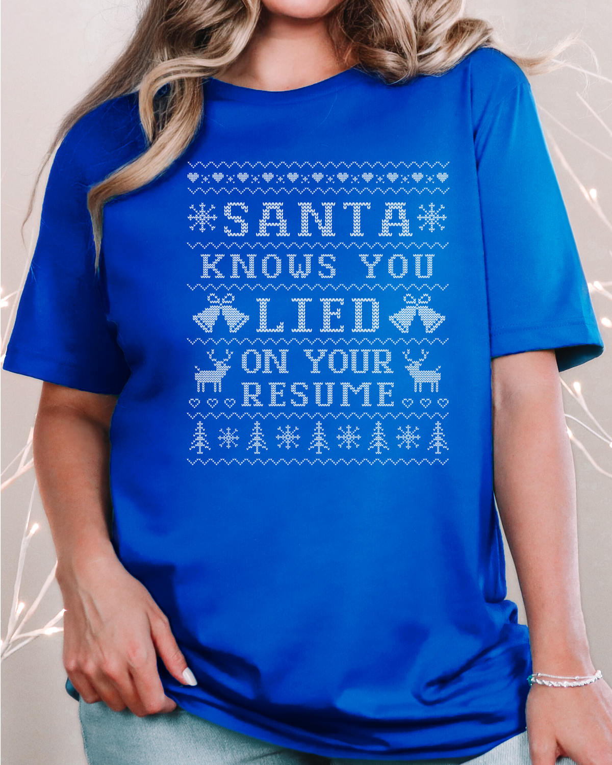 Santa Knows You Lied On Your Resume Ugly Christmas T-shirt