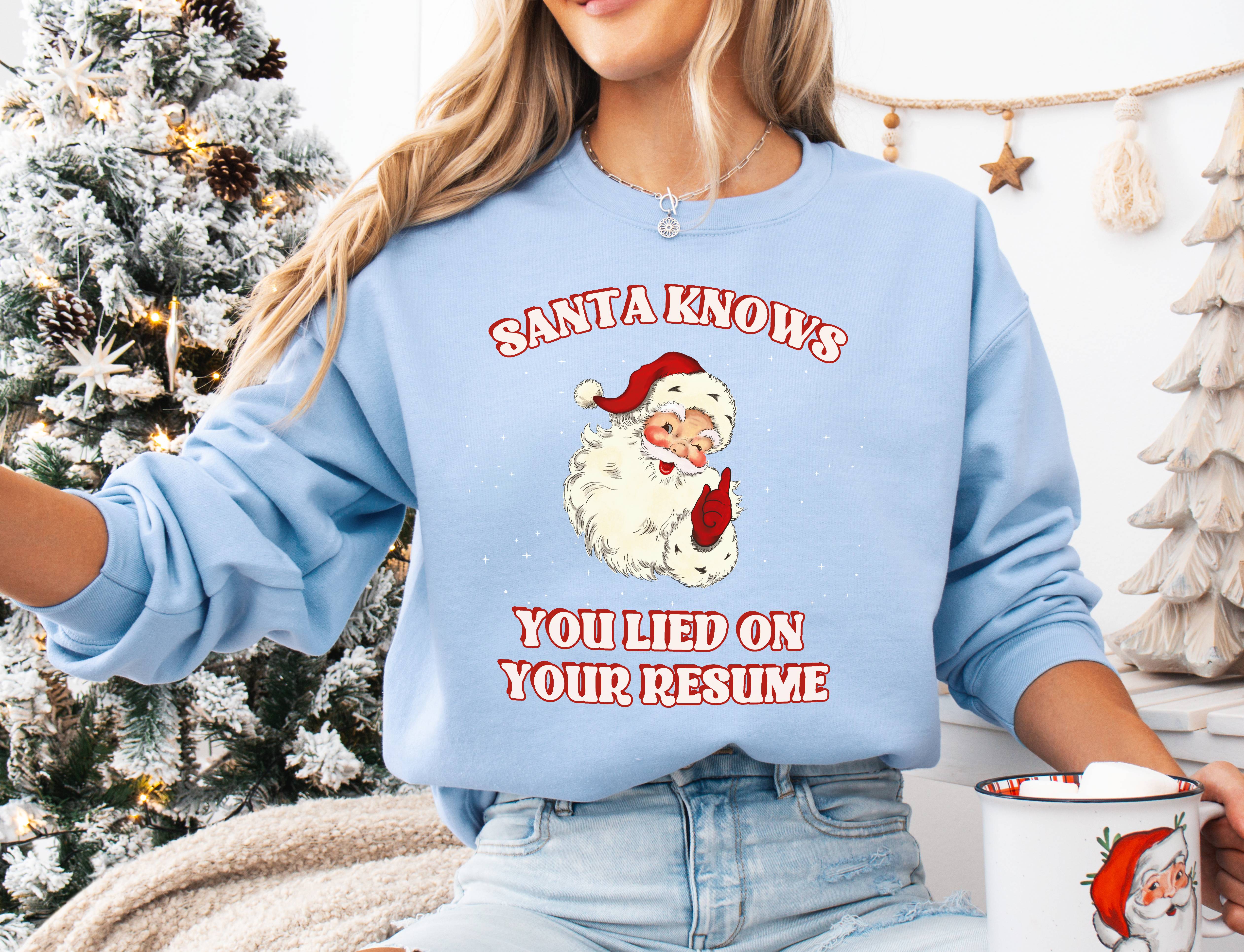 Santa Knows You Lied on your Resume Crewneck Sweatshirt