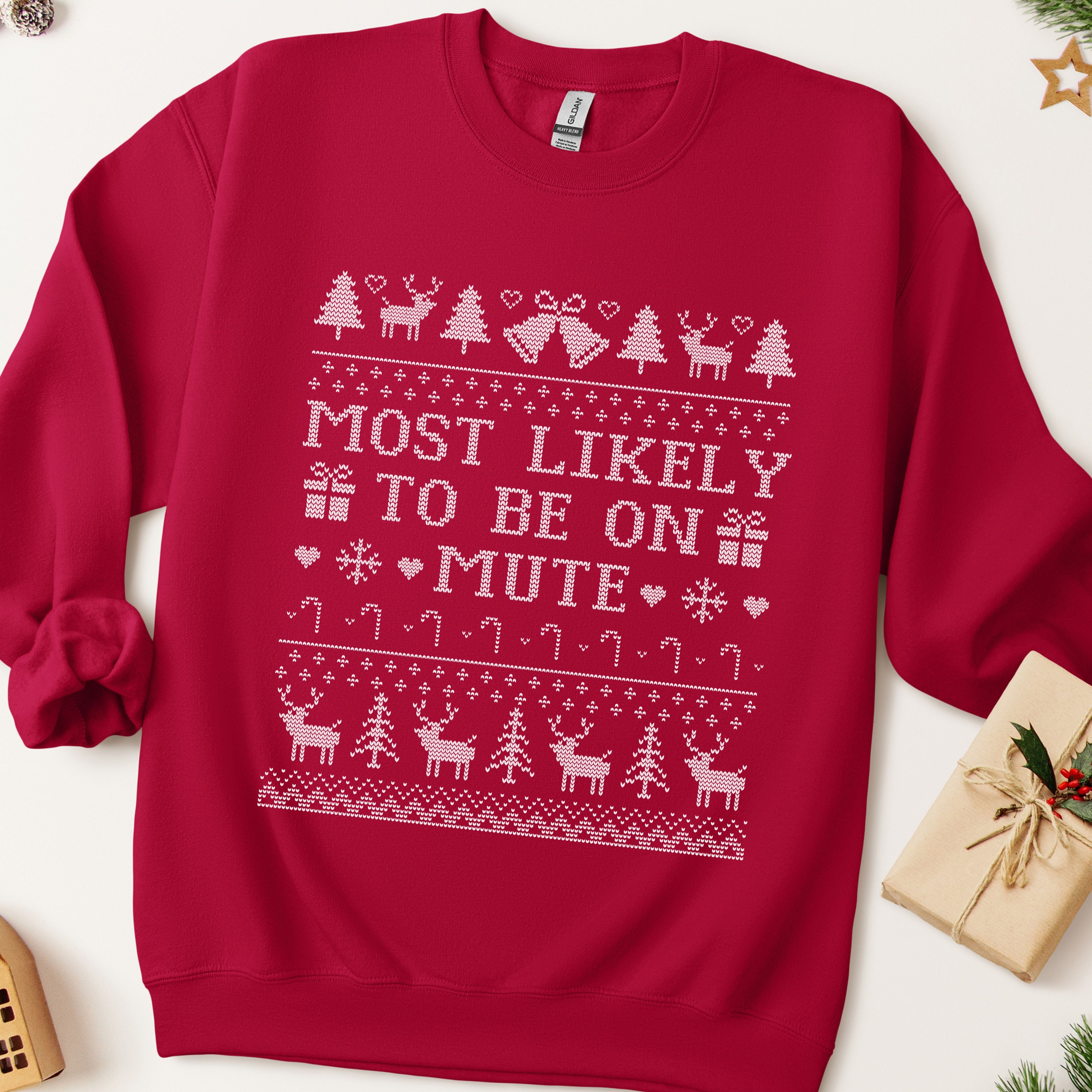 Most Likely To Be On Mute Ugly Christmas Sweatshirt