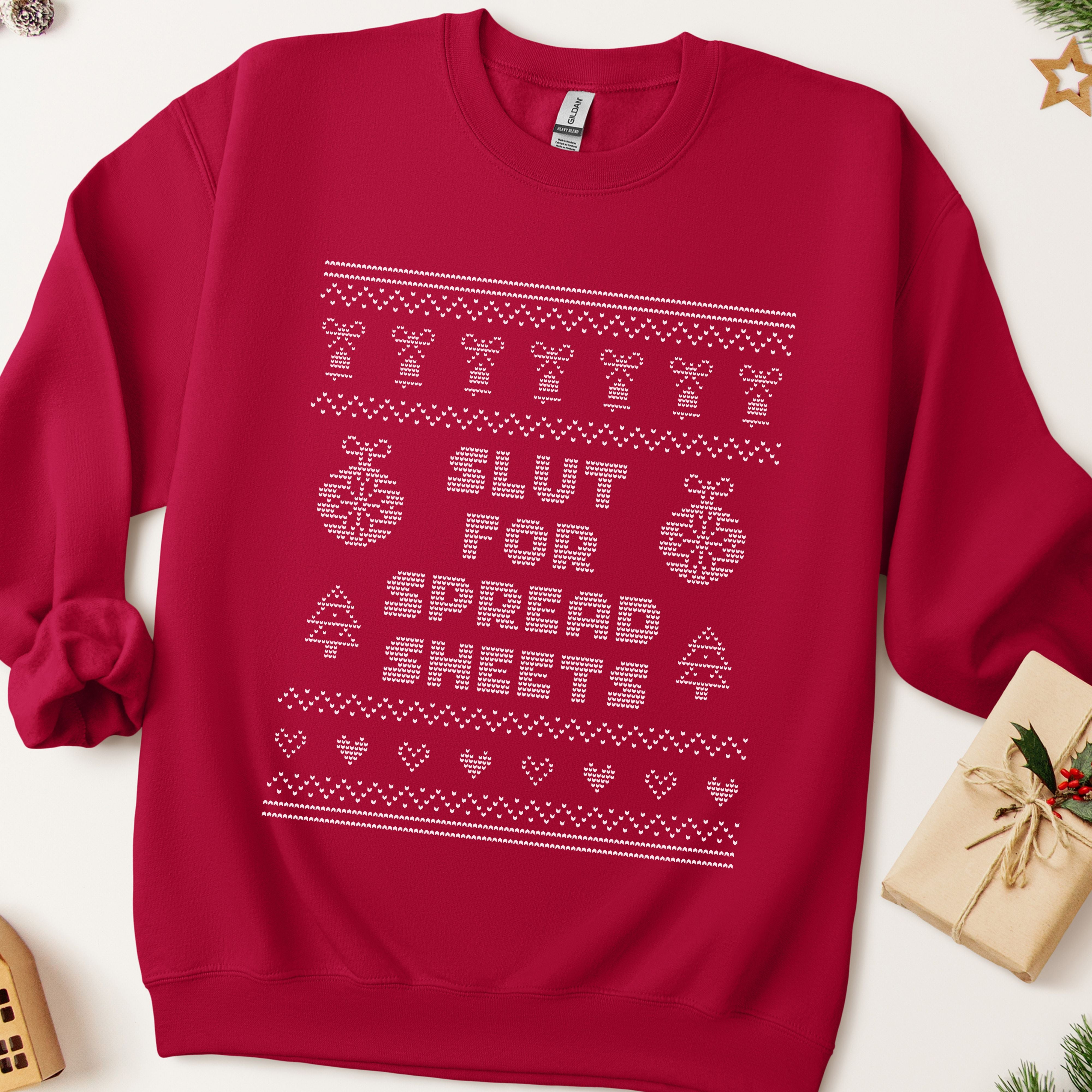 Slut For Spreadsheets  Ugly Christmas Sweatshirt