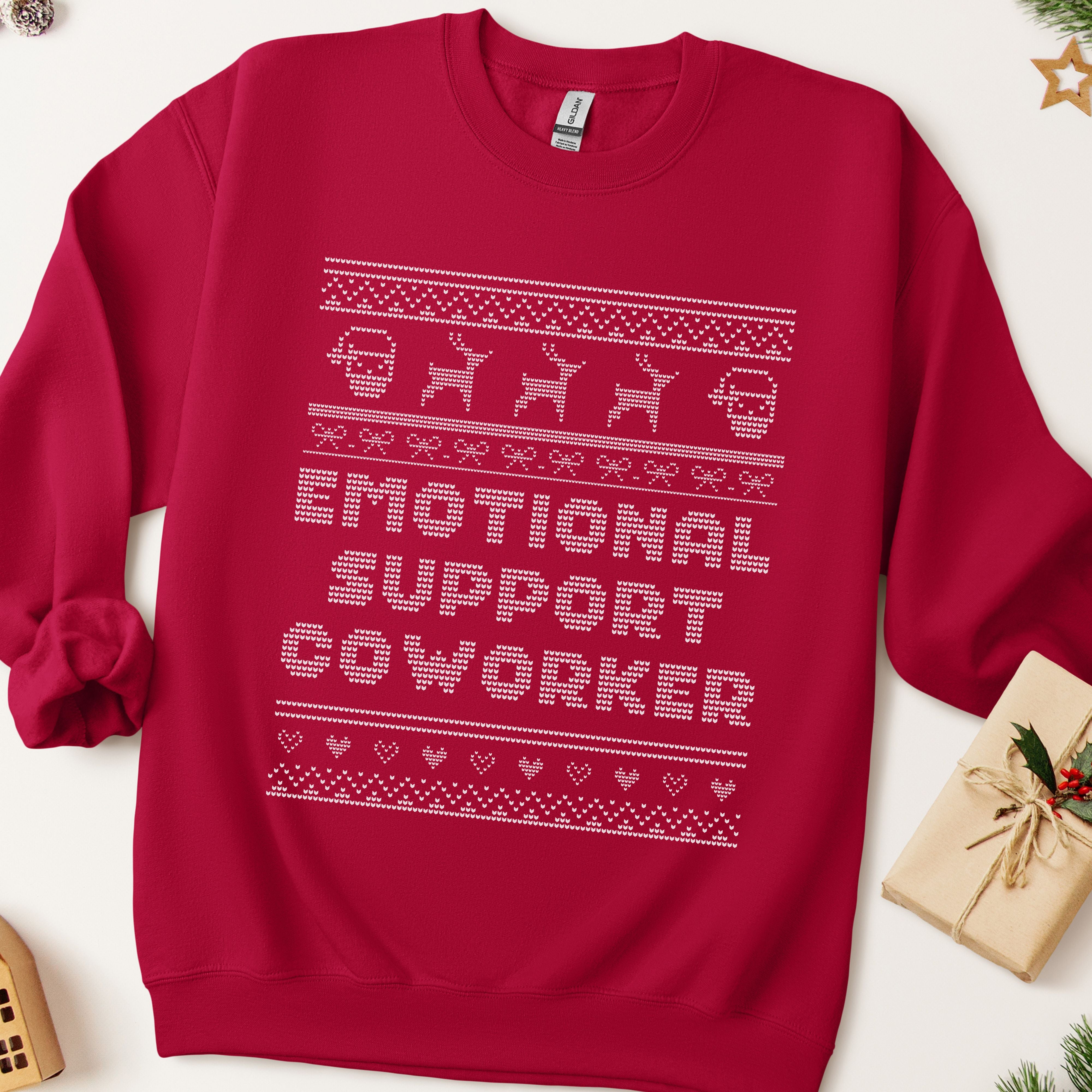 Emotional Support Coworker Ugly Christmas Sweatshirt