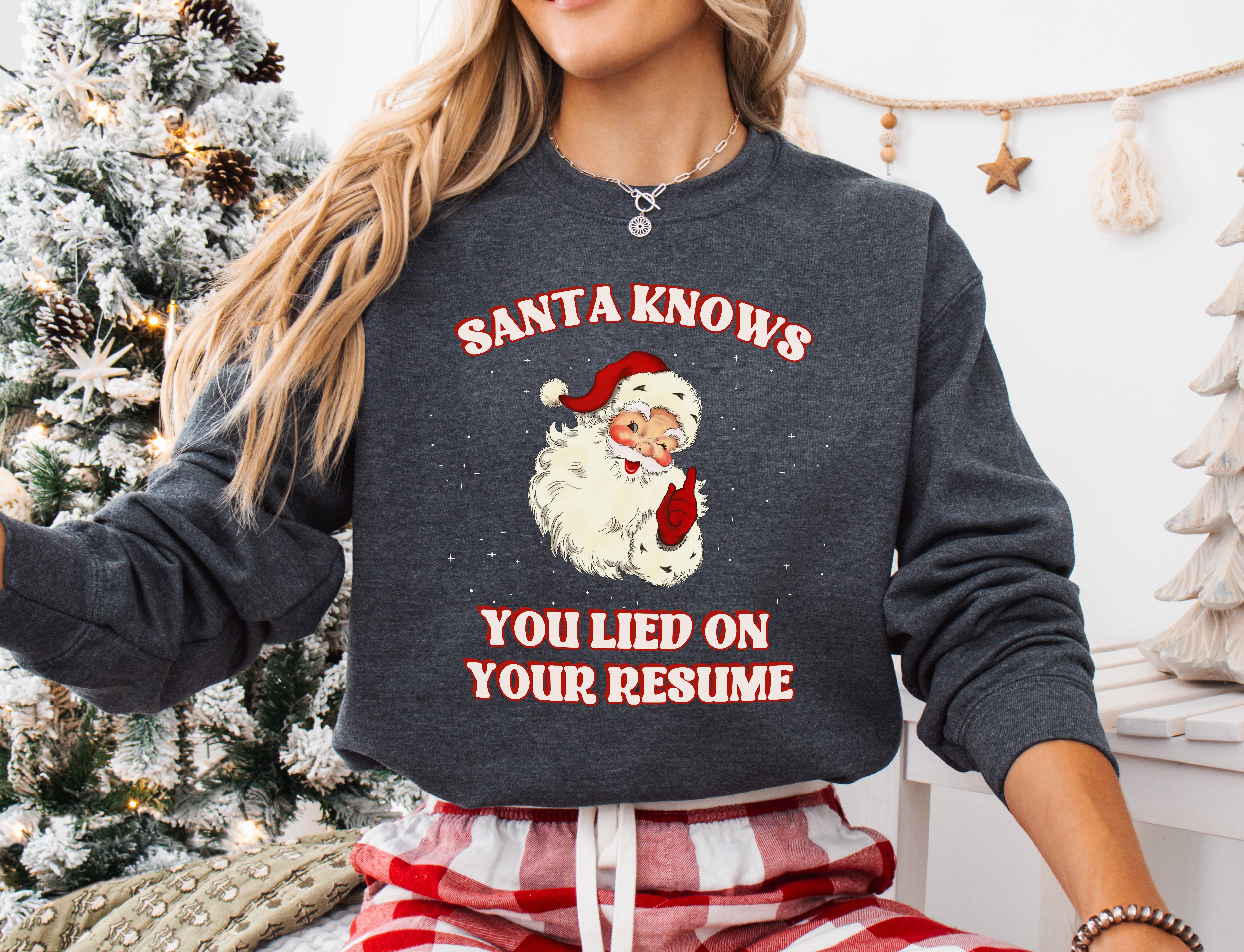 Santa Knows You Lied on your Resume Crewneck Sweatshirt