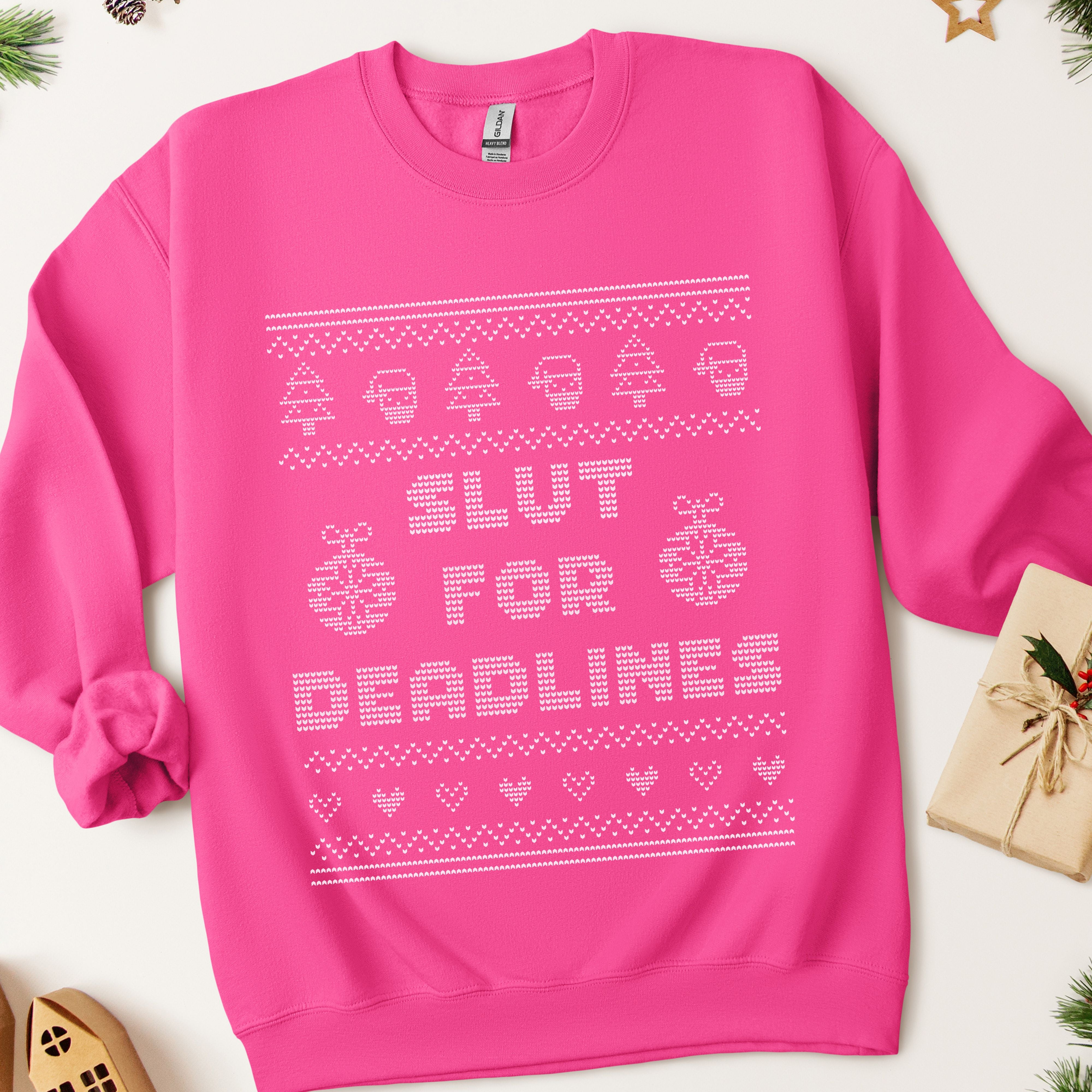 Slut For Deadlines Ugly Christmas Sweatshirt