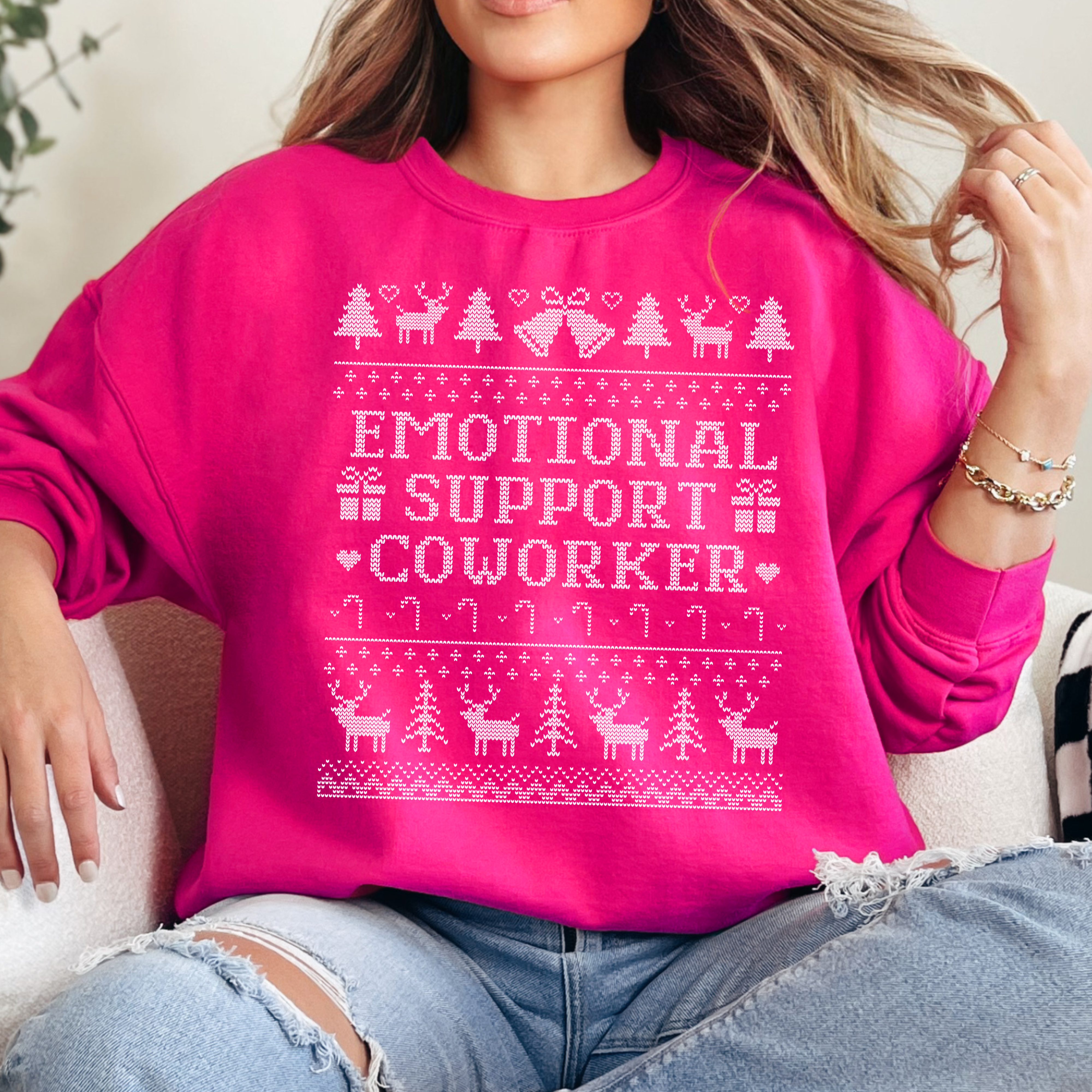 Emotional Support Coworker Ugly Christmas Sweatshirt