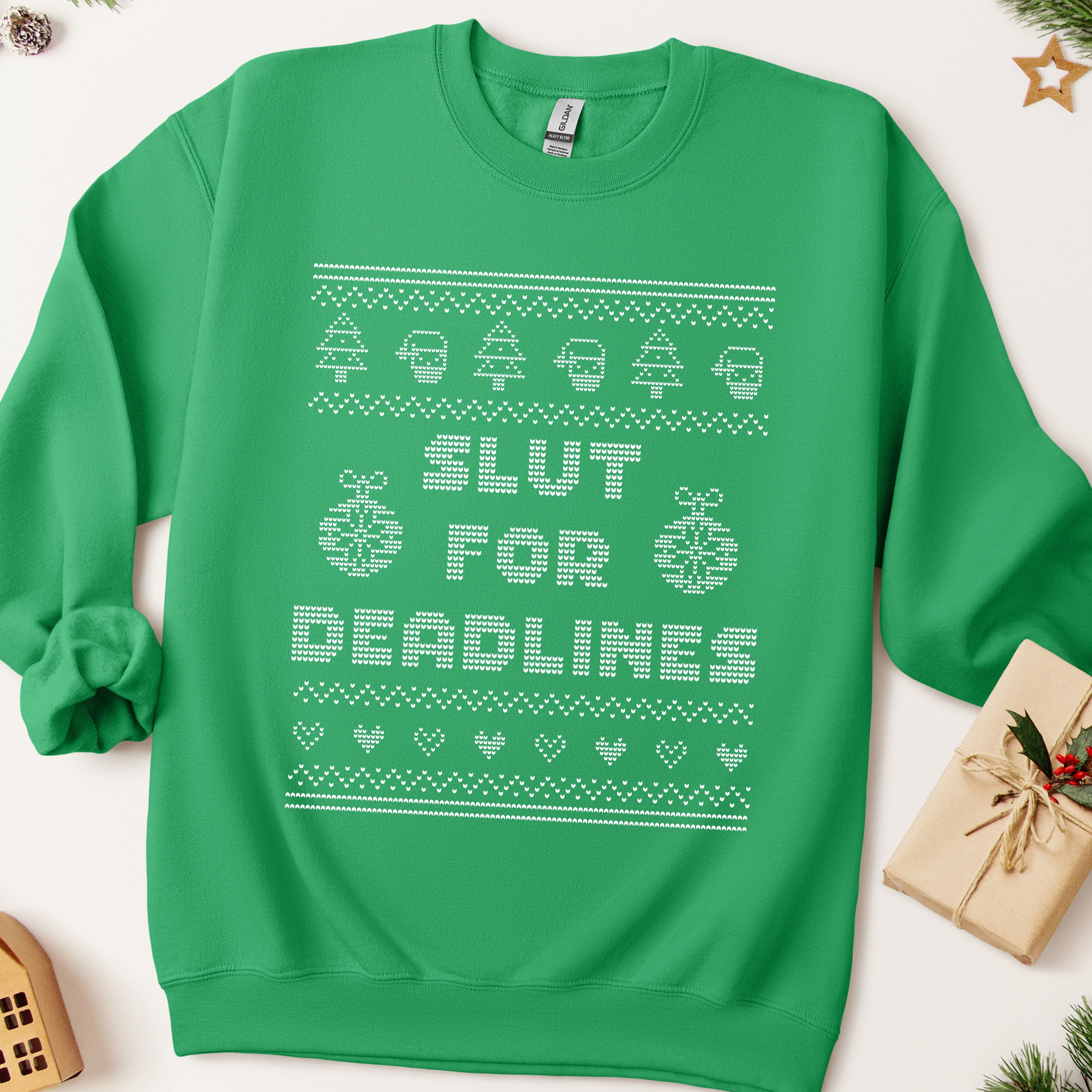 Slut For Deadlines Ugly Christmas Sweatshirt