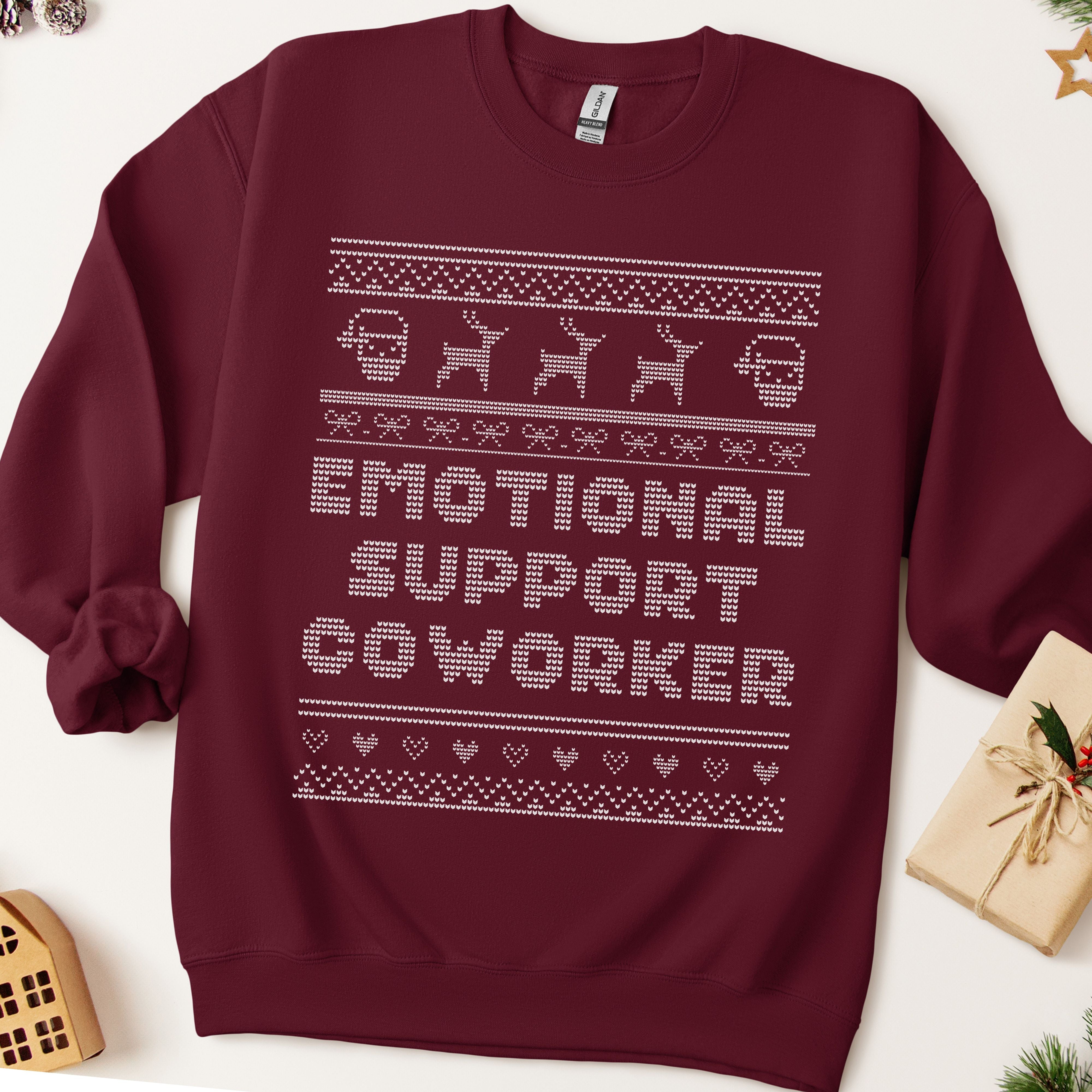 Emotional Support Coworker Ugly Christmas Sweatshirt