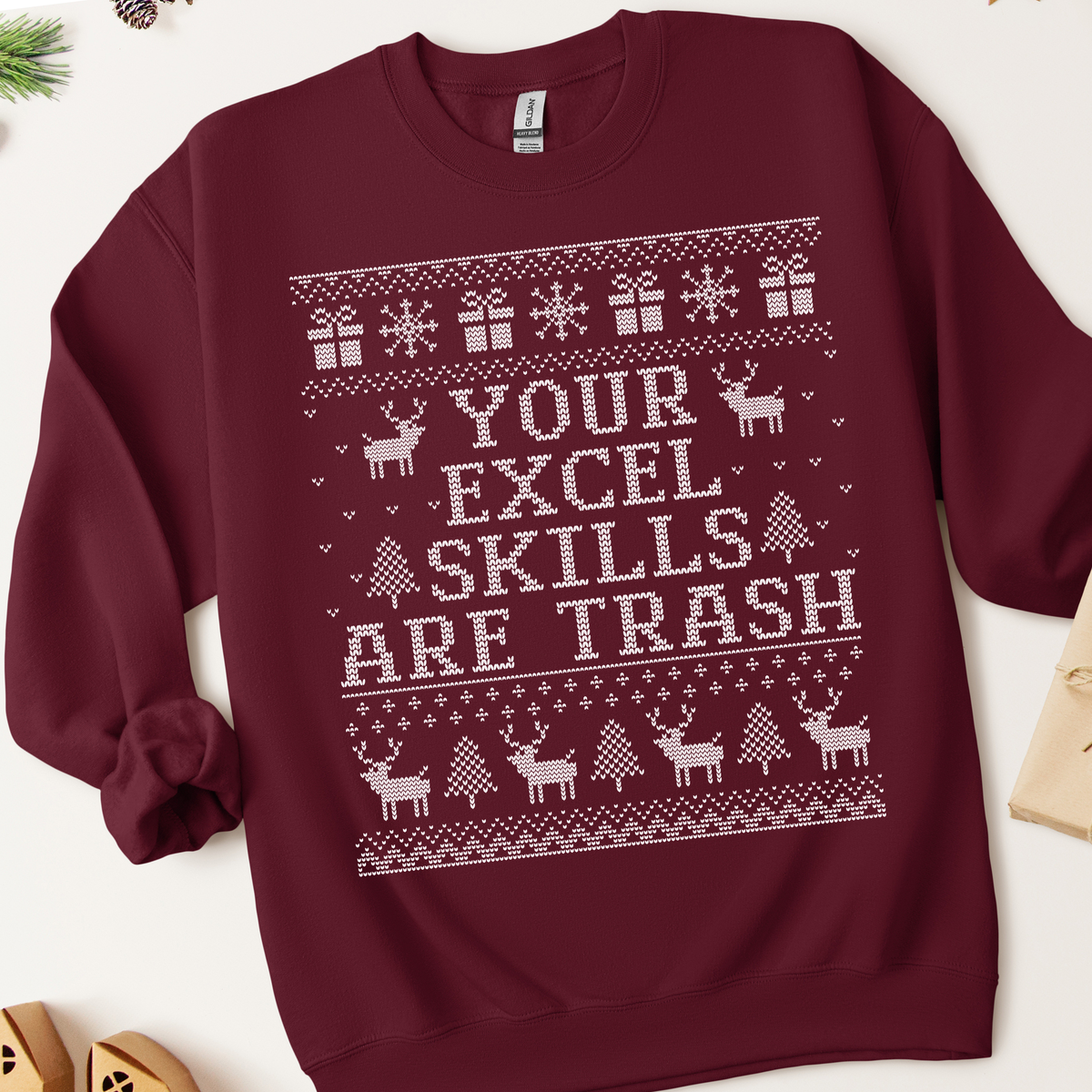 Your Excel Skills Are Trash Ugly Christmas Sweatshirt